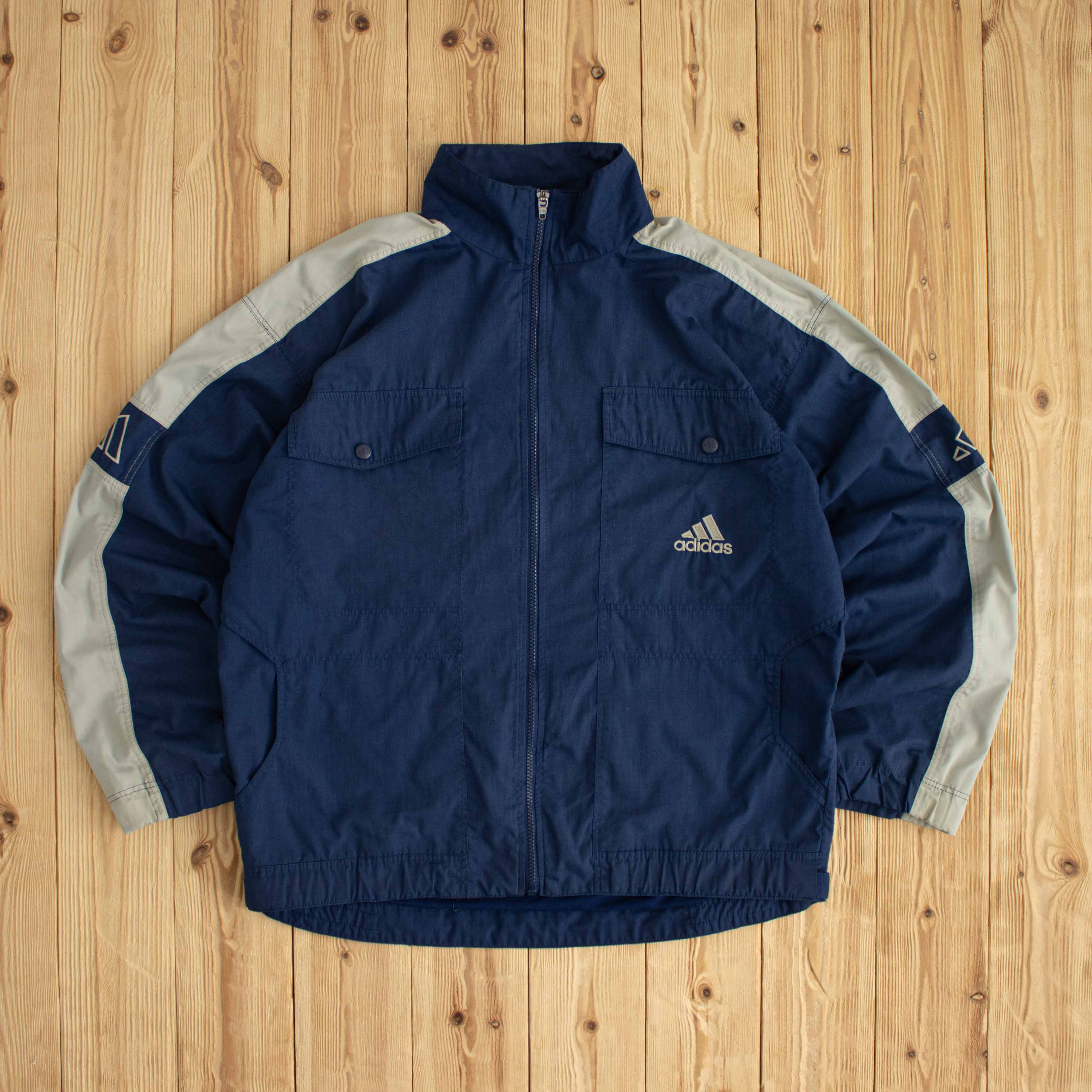 (L) Adidas Vintage Embroidered Jacket Blue