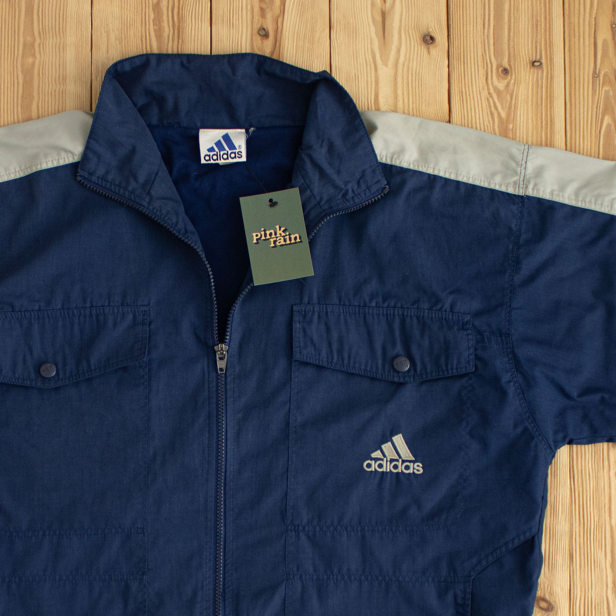 (L) Adidas Vintage Embroidered Jacket Blue