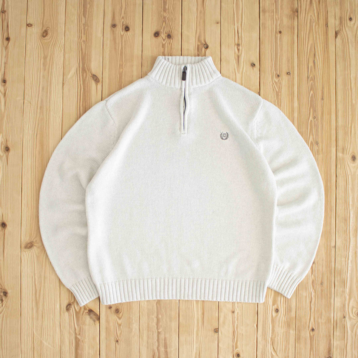 (M) Chaps Ralph Lauren Vintage Embroidered Quarter-Zip Beige