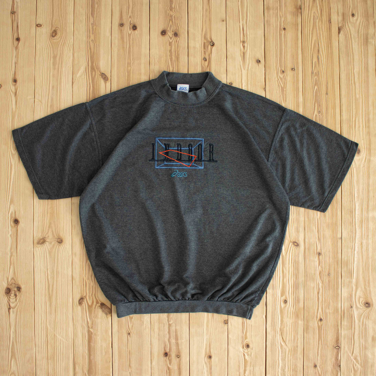 (L) Asics Indoor Vintage Embroidered T-Shirt Gray