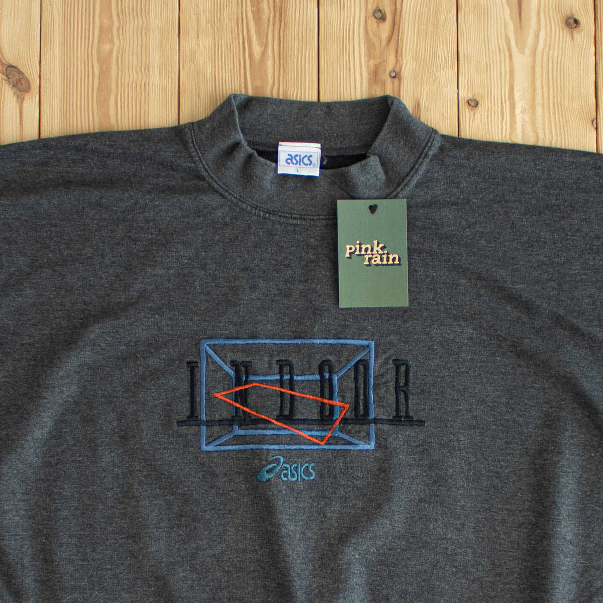 (L) Asics Indoor Vintage Embroidered T-Shirt Gray