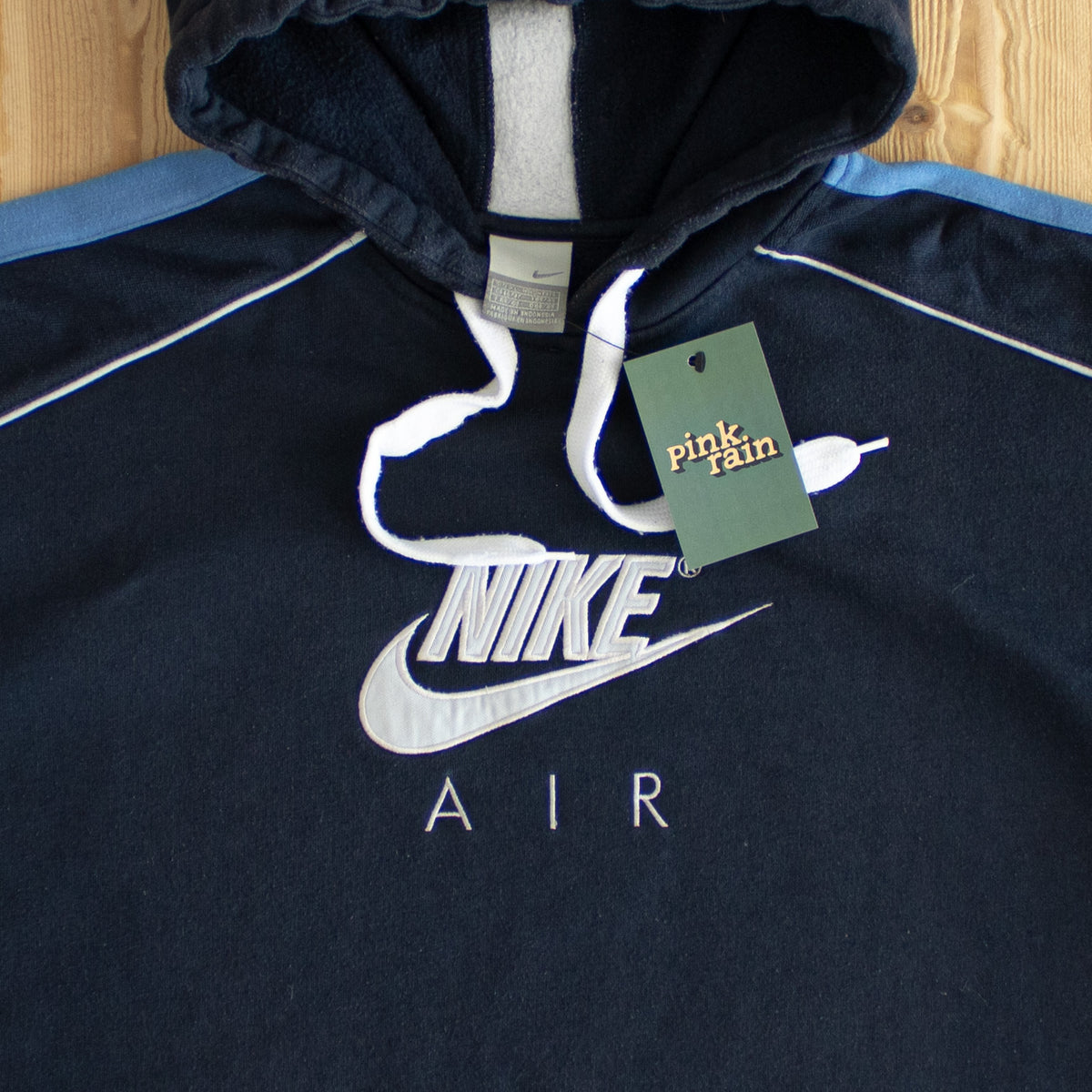 (L/XL) Nike Air Vintage Embroidered Hoodie Blue