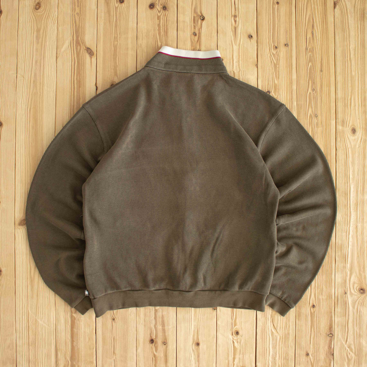 (L/XL) Adidas Vintage Embroidered Full-Zip Sweatshirt Brown