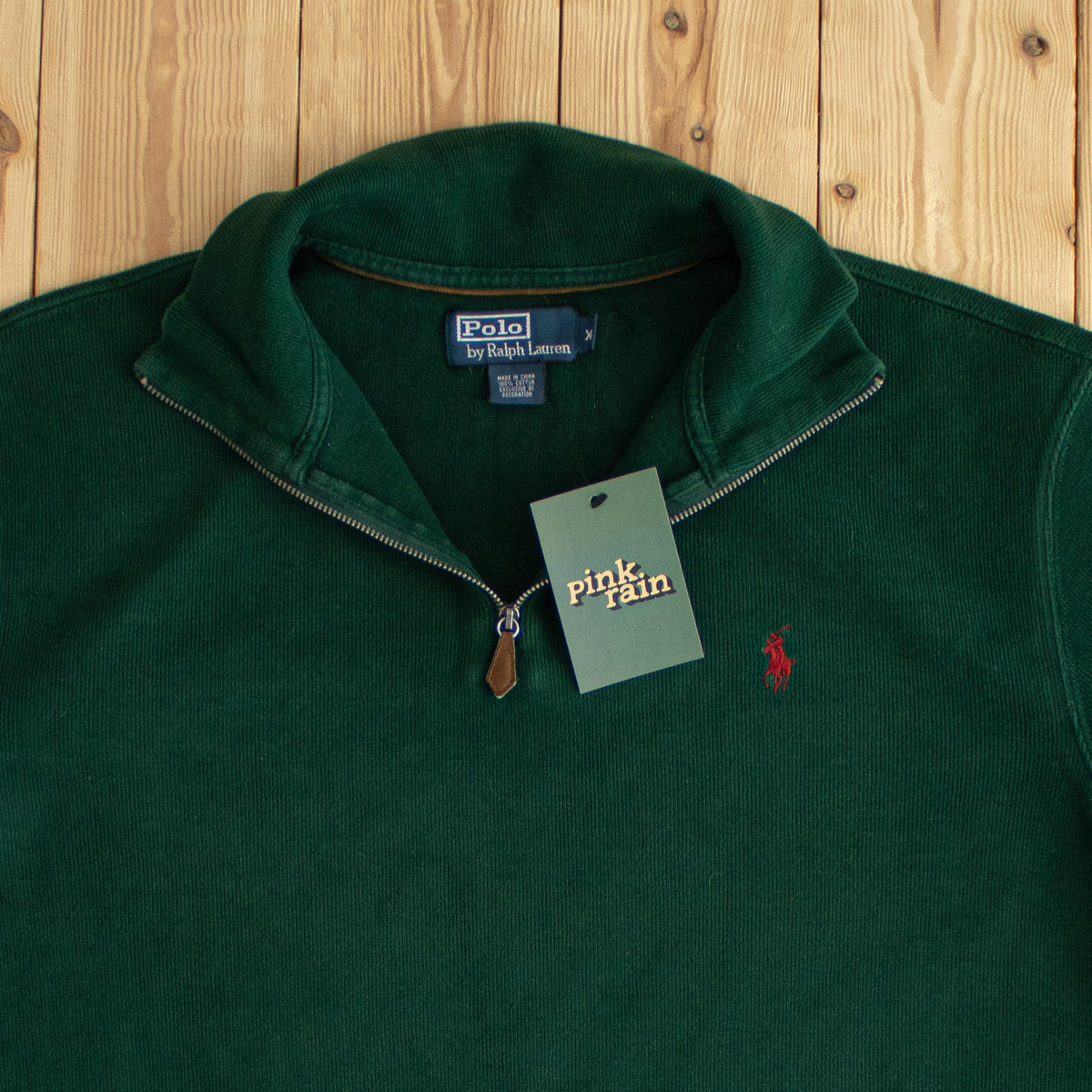(M) Polo Ralph Lauren Vintage Embroidered Quarter-Zip Green