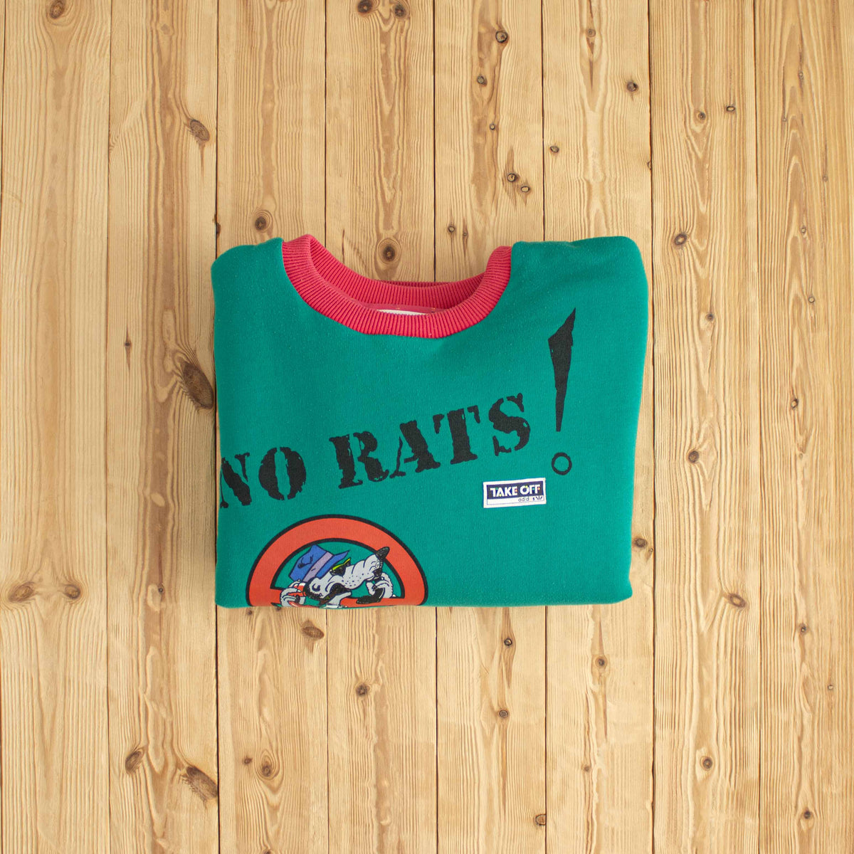 (L/XL) Adidas Take Off 'No Rats' Vintage Puff Sweatshirt Green Pink