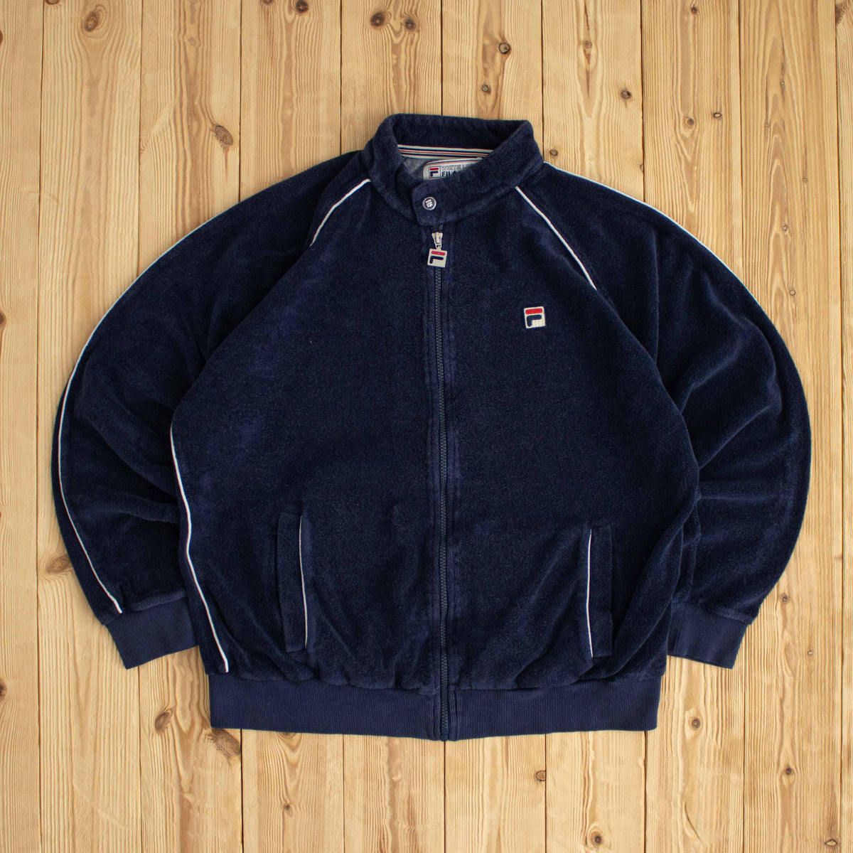 (M) Fila Vintage Embroidered Full-Zip Sweatshirt Blue