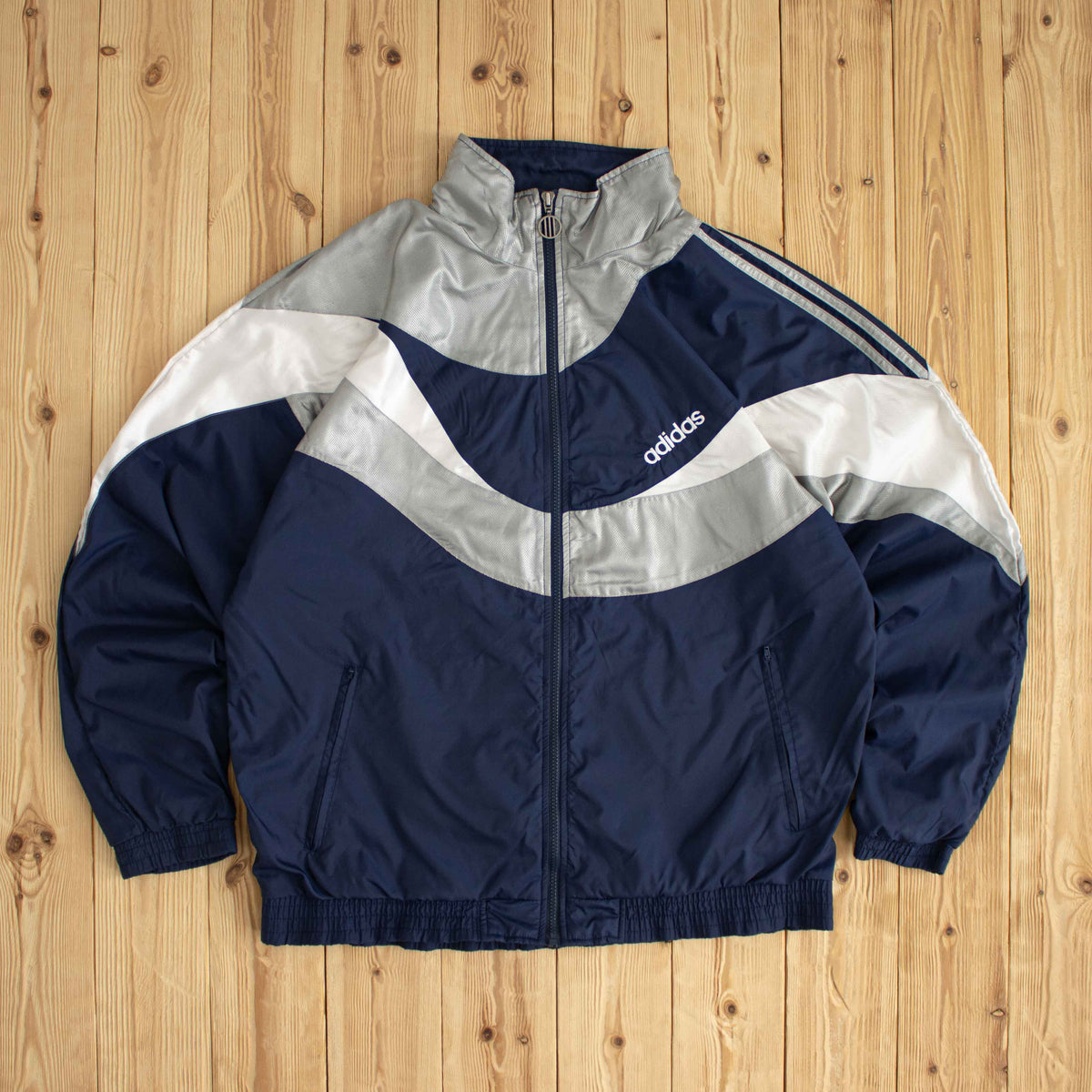 (XL) Adidas Vintage Embroidered Jacket Blue