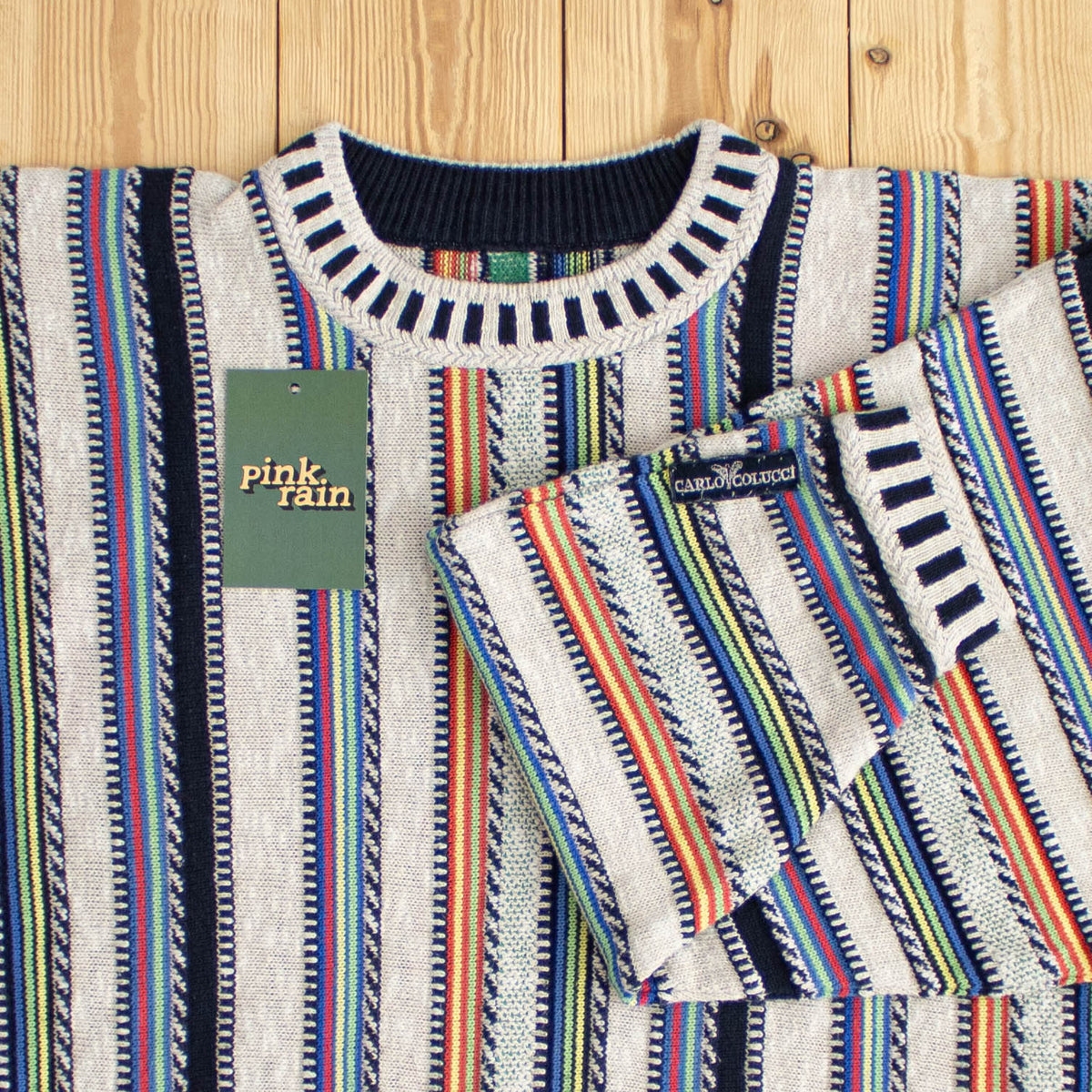 (M) Carlo Colucci Vintage Striped Sweater Beige