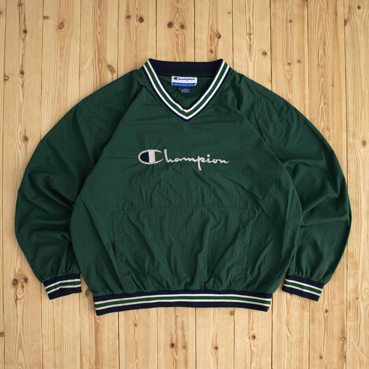 (XL) Champion Vintage Embroidered Windbreaker Green