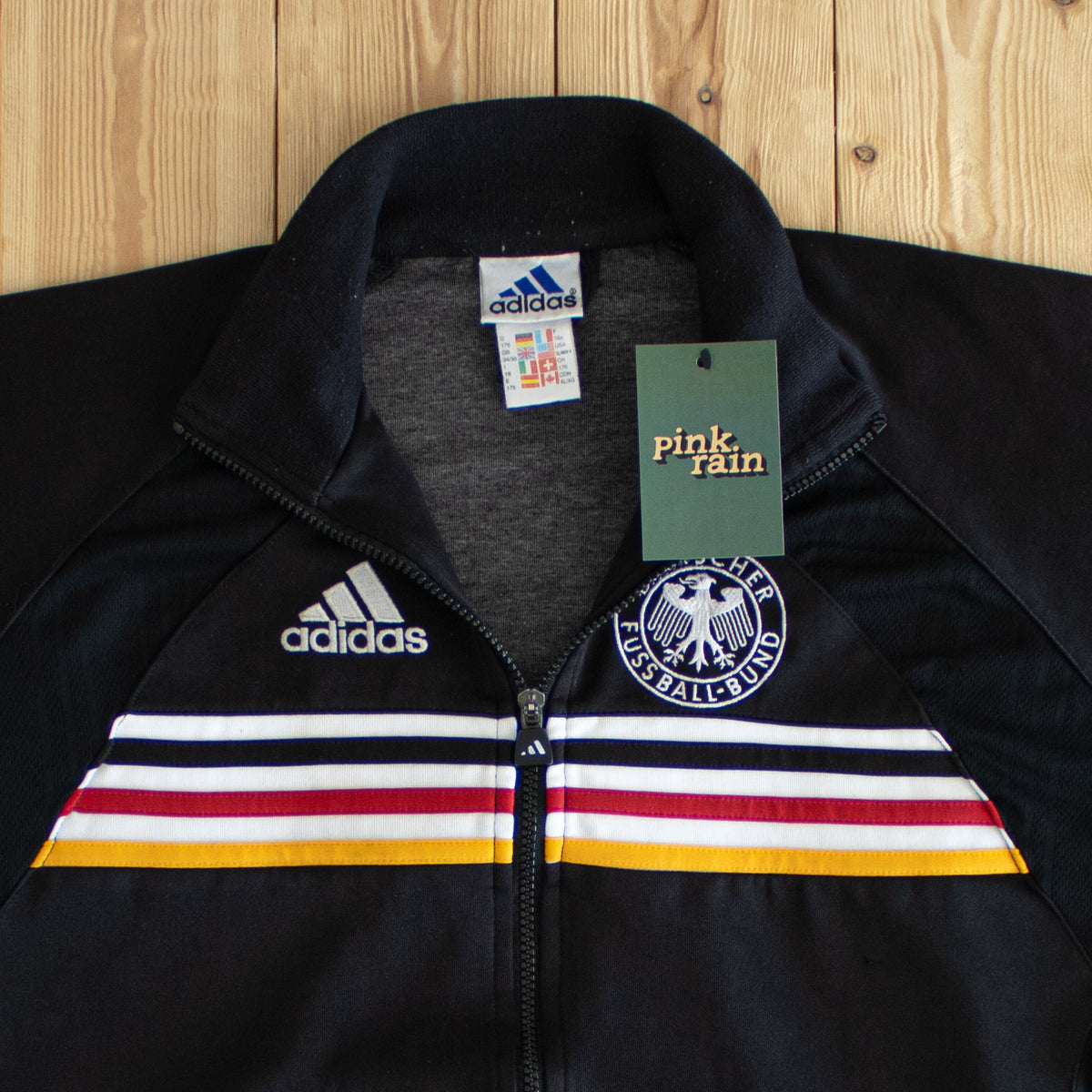 (S) 1998 Adidas Deutscher-Fussball Bund Vintage Embroidered Full-Zip Sweatshirt Black