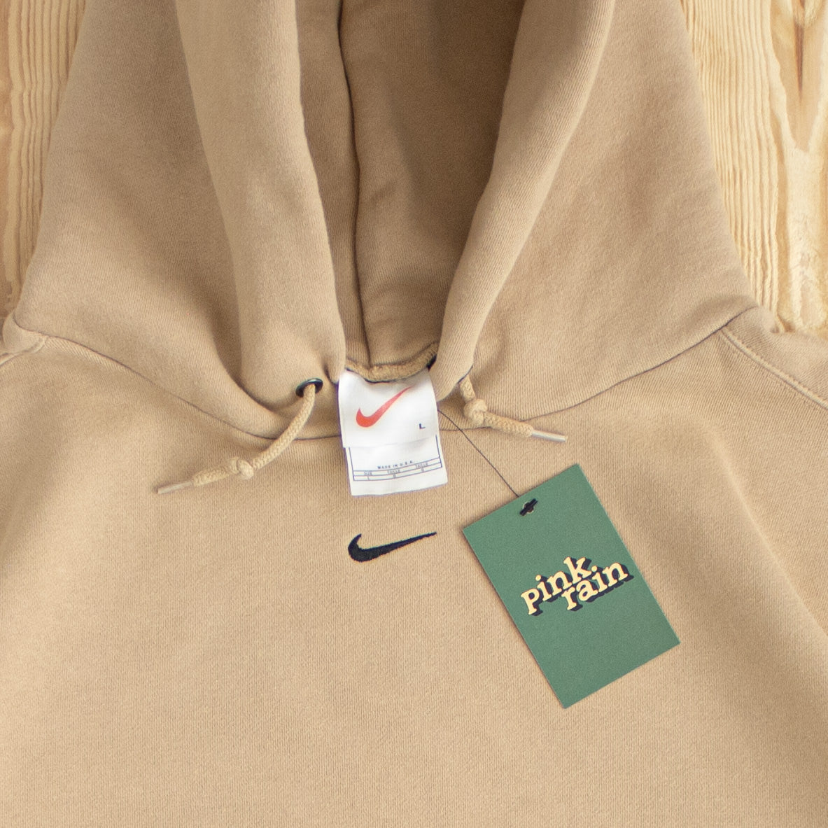 (L) 90s' Nike Center Swoosh Embroidered Hoodie