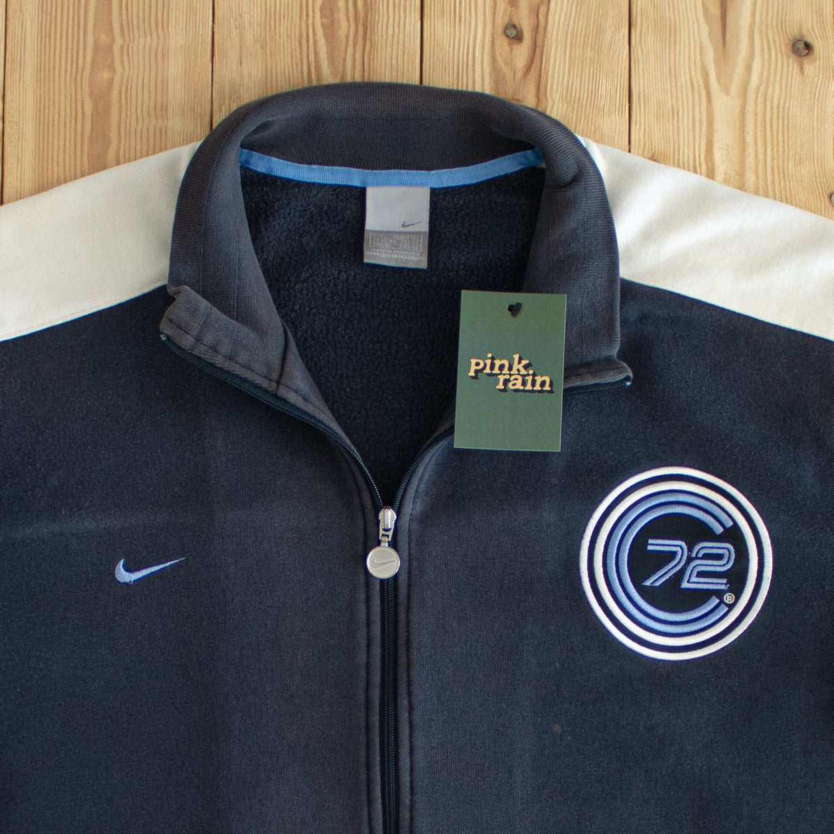 (L) Nike Cortez 72 Vintage Embroidered Full-Zip Sweatshirt Blue