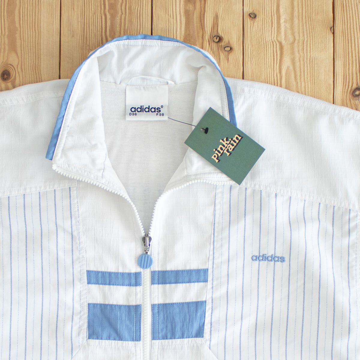 (M) Adidas Vintage Embroidered Jacket White Blue
