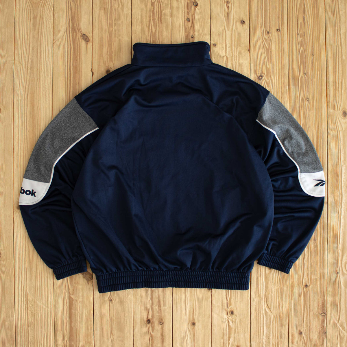 (M) Reebok Vintage Embroidered Full-Zip Sweatshirt Blue