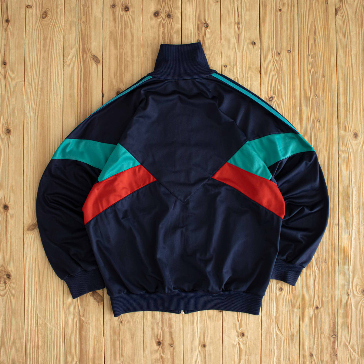 (M/L) Adidas Vintage Embroidered Full-Zip Sweatshirt Blue