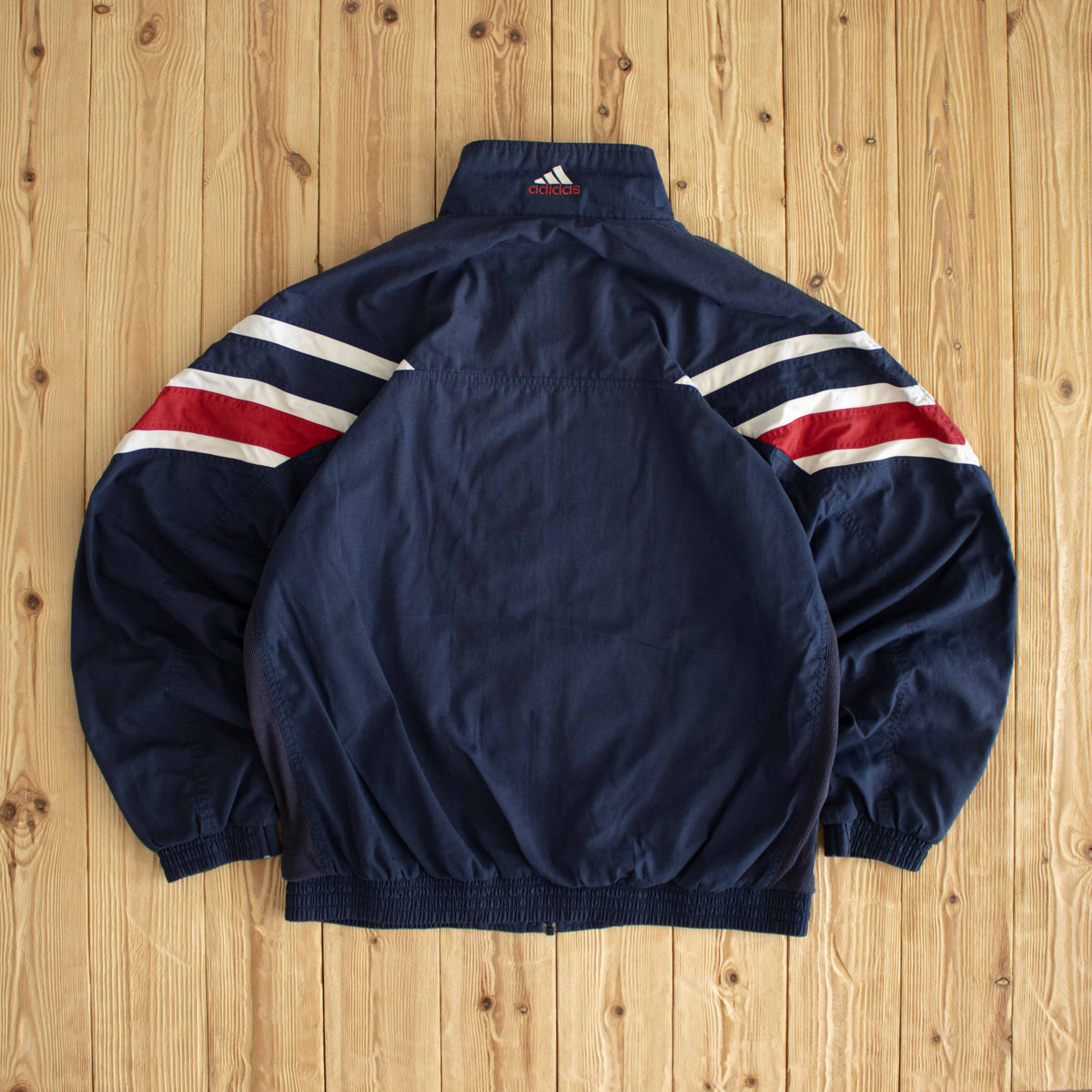 (L) Adidas Side Striped Vintage Embroidered Jacket Blue