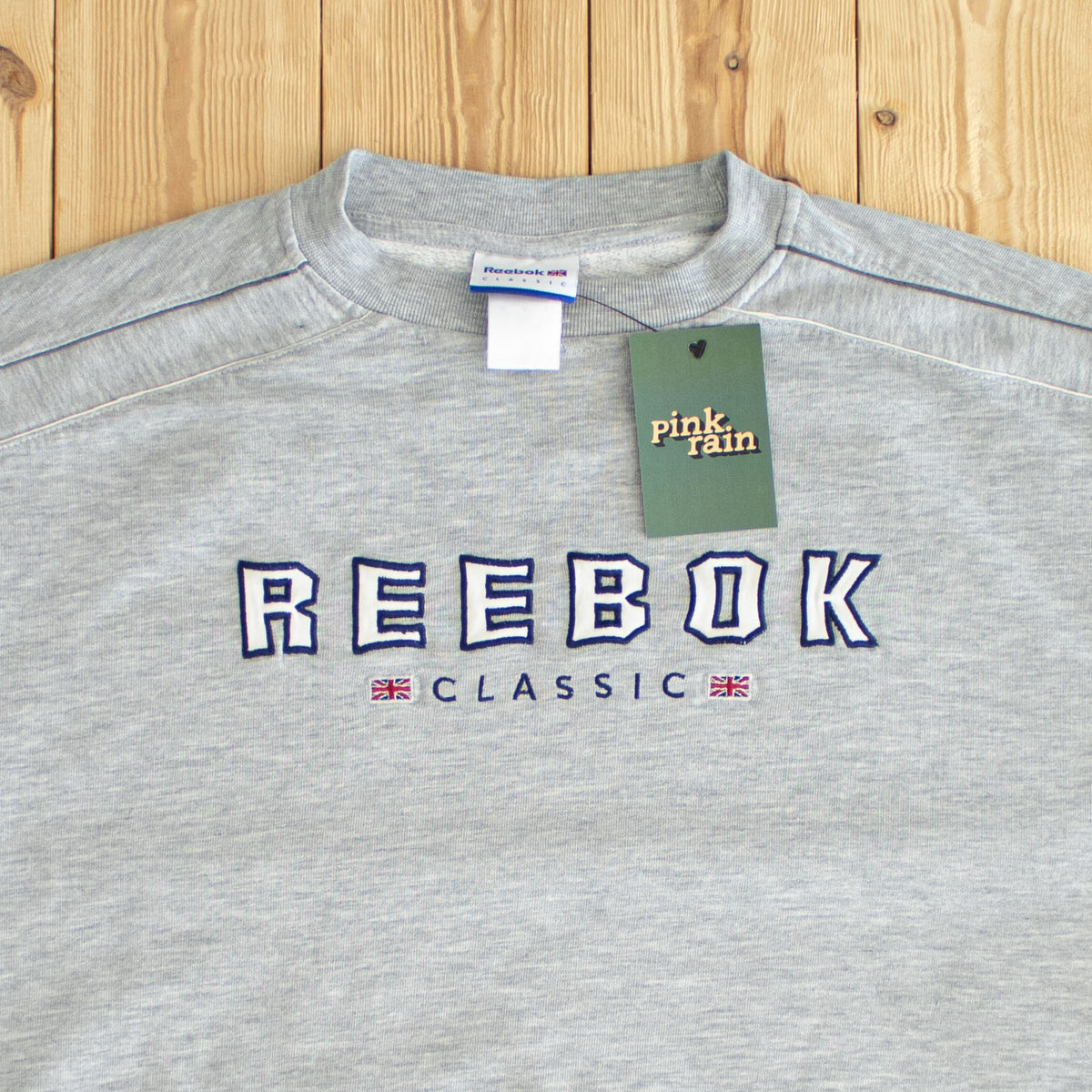 (L/XL) Reebok Classic Vintage Embroidered Sweatshirt Gray