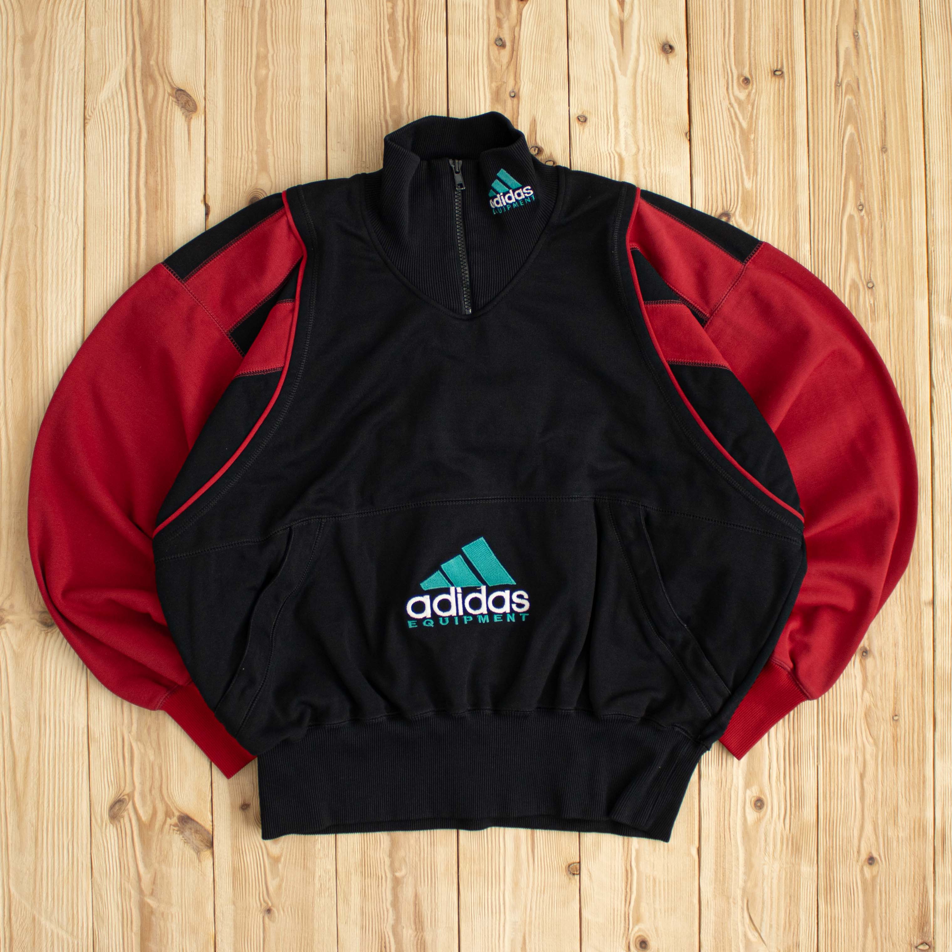 (S/M) Vintage Adidas Equipment Embroidered Quarter-Zip Sweatshirt