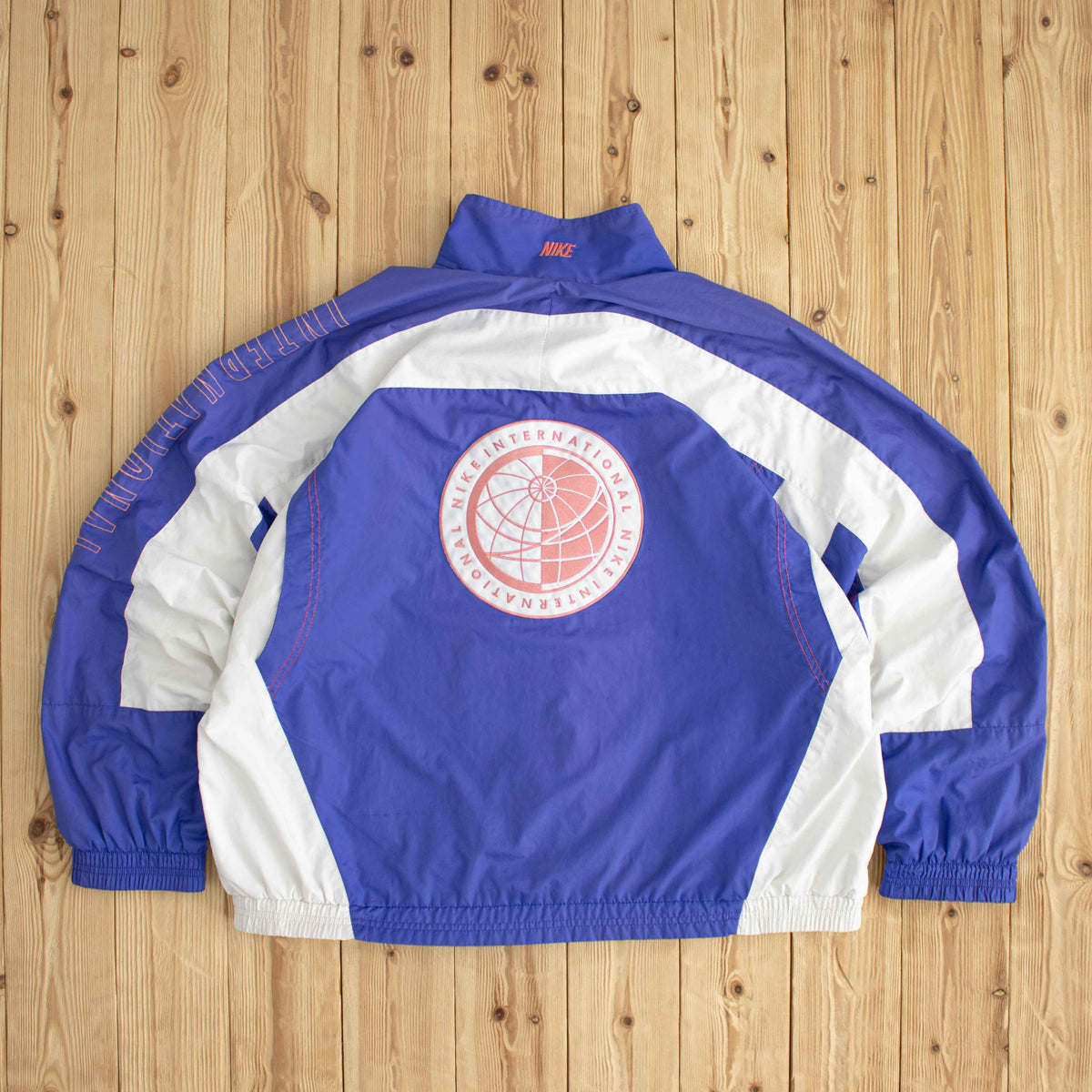 (L/XL) Nike International Vintage Embroidered Jacket Purple Blue