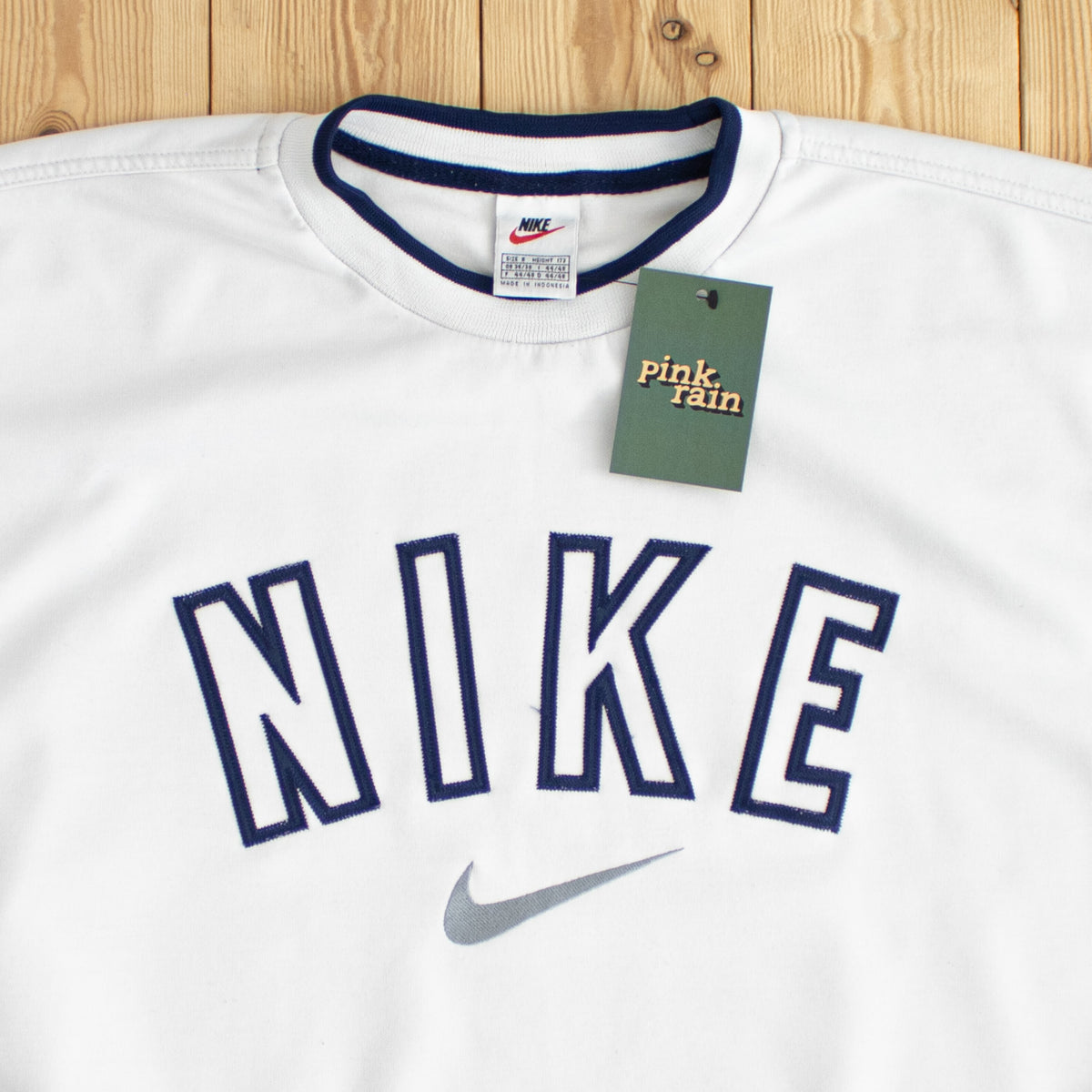 (S/M) Nike Spell Out Vintage Embroidered Sweatshirt White