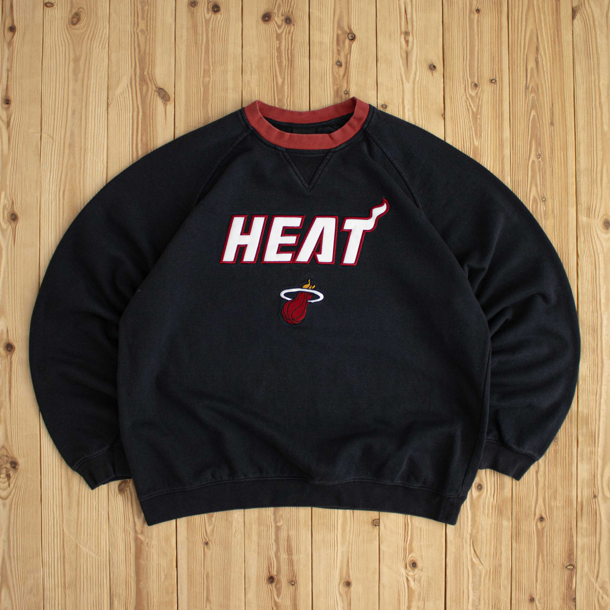 (L) Adidas Miami Heat Vintage Embroidered Sweatshirt Black
