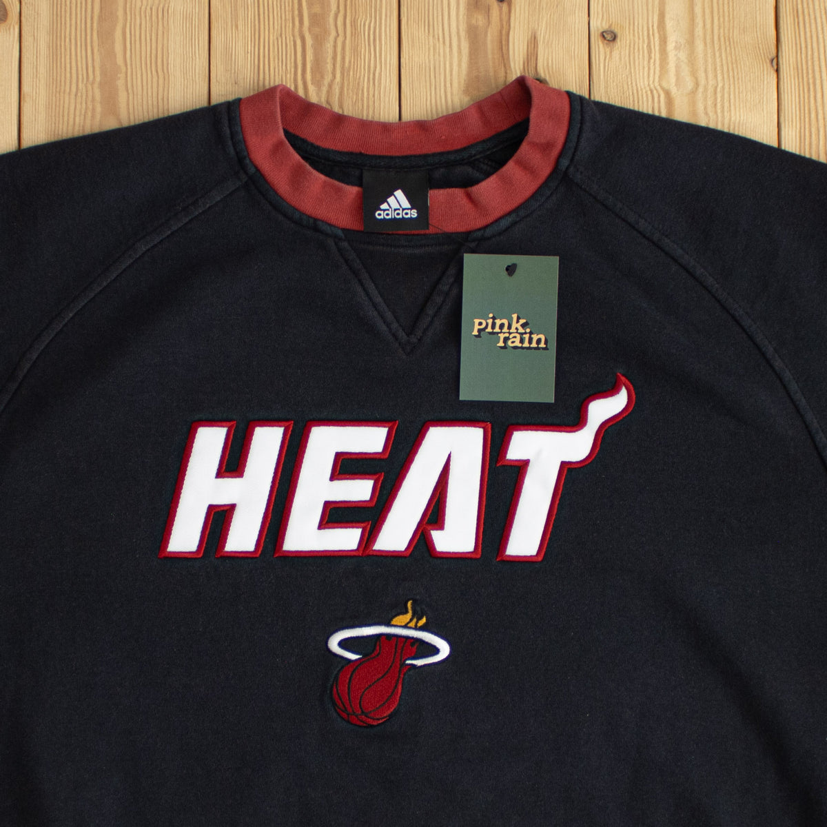 (L) Adidas Miami Heat Vintage Embroidered Sweatshirt Black