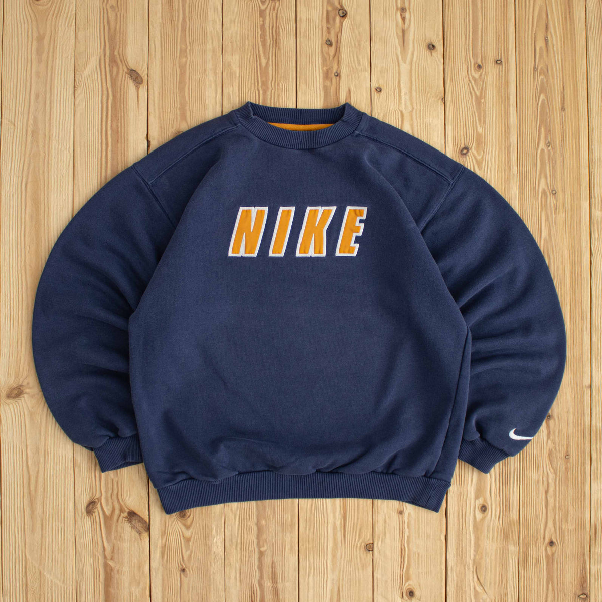 (S/M) Nike Spell Out Vintage Embroidered Sweatshirt Blue