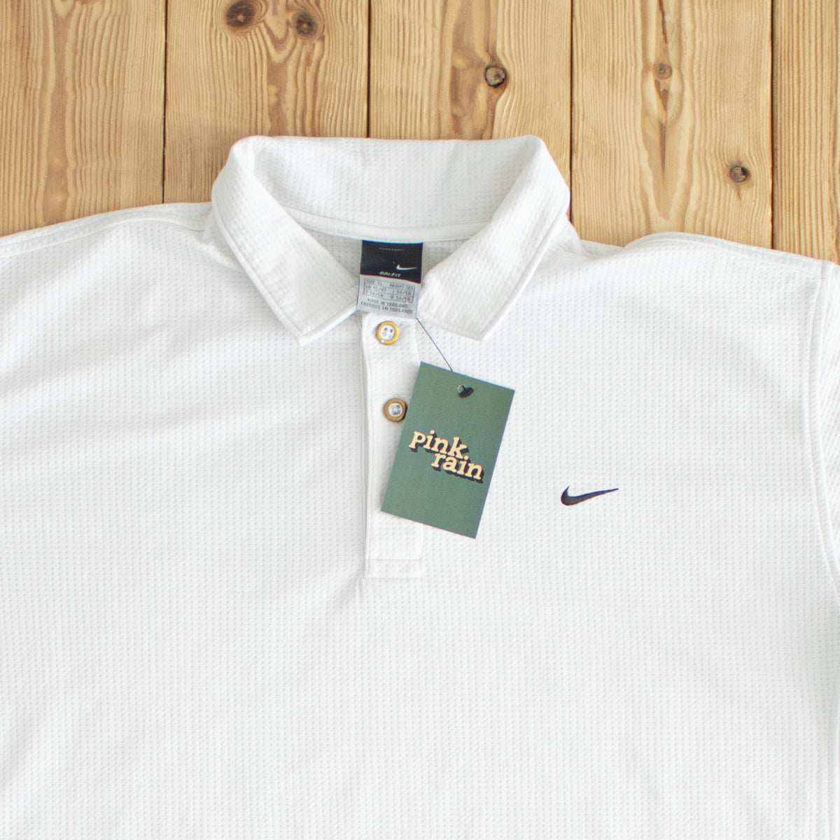 (L/XL) Nike Dri-Fit Vintage Embroidered Polo T-Shirt White