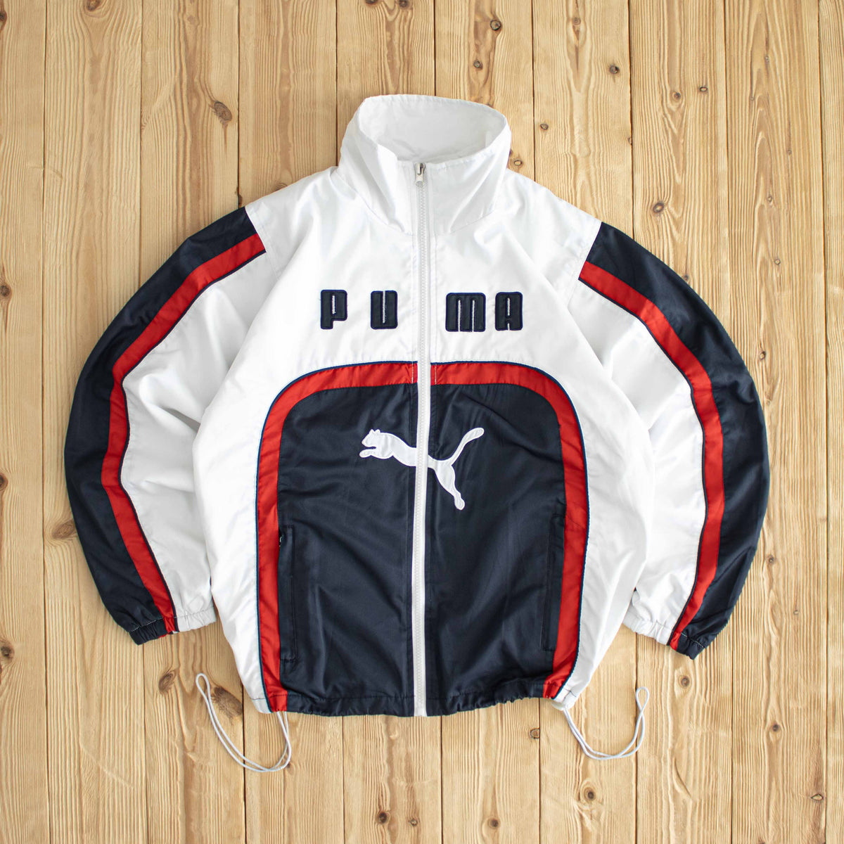 (S/M) Puma Vintage Embroidered Jacket White Black