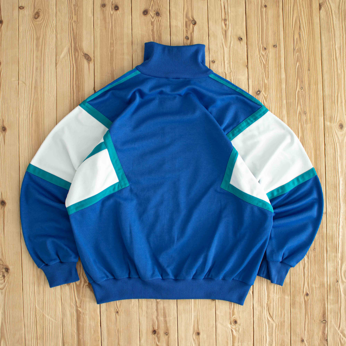 (L/XL) Adidas Vintage Embroidered Full-Zip Sweatshirt Blue