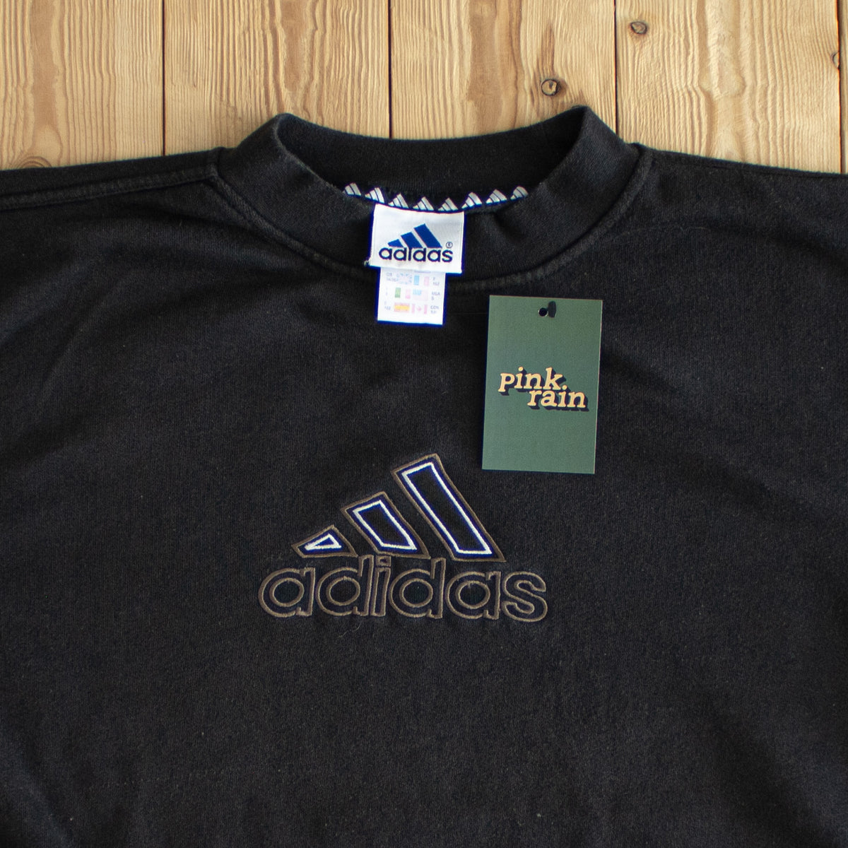 (M) Adidas Logo Vintage Embroidered Sweatshirt Black