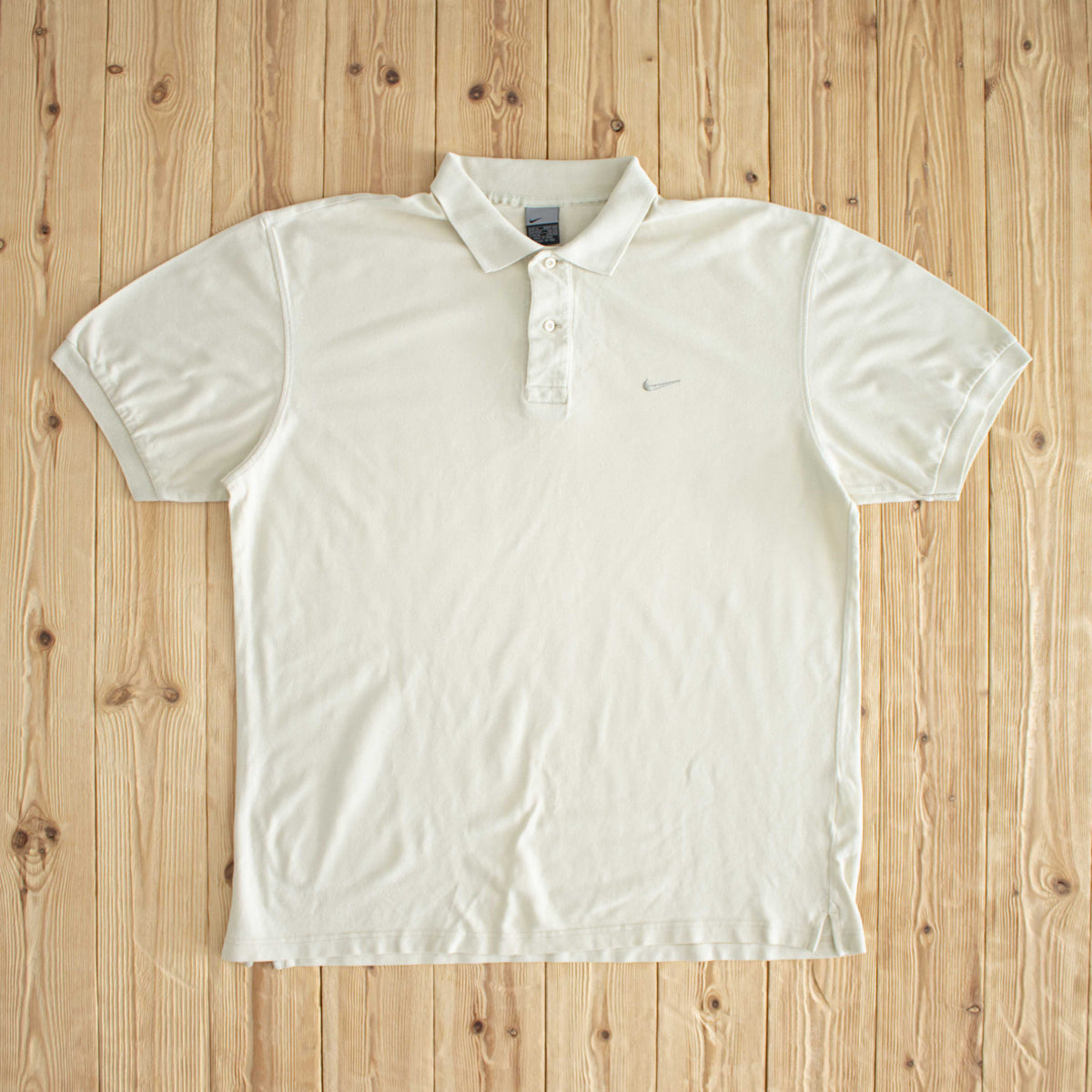 (XL) Nike Vintage Embroidered Polo T-Shirt Beige