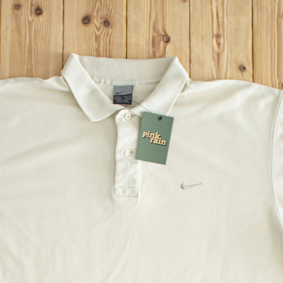 (XL) Nike Vintage Embroidered Polo T-Shirt Beige