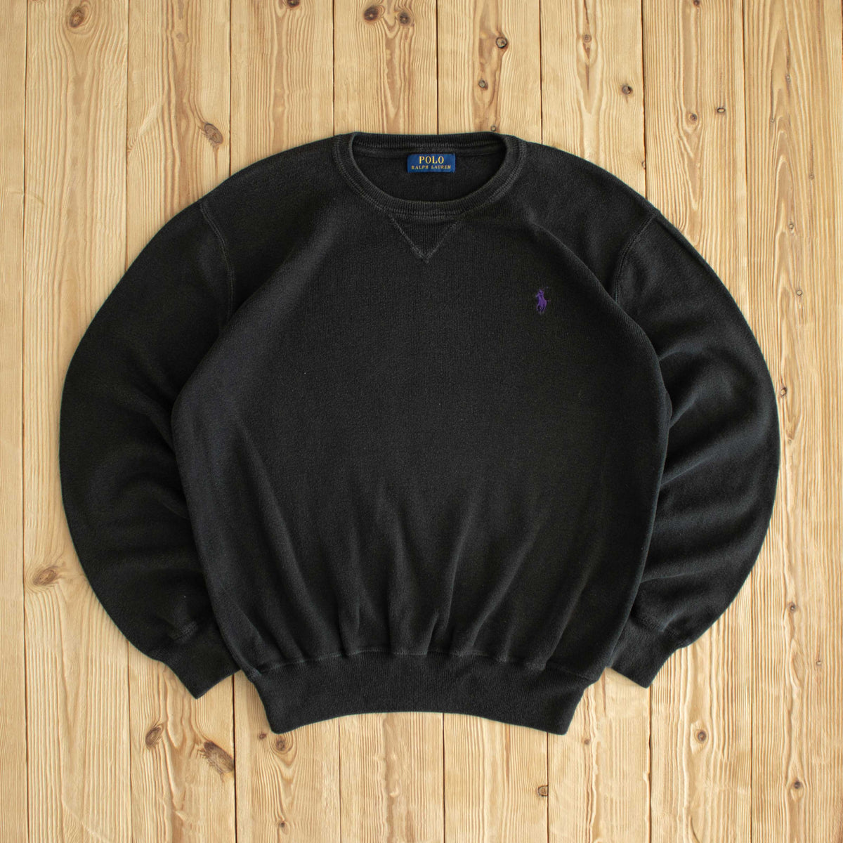 (M) Polo Ralph Lauren Vintage Embroidered Sweater Black