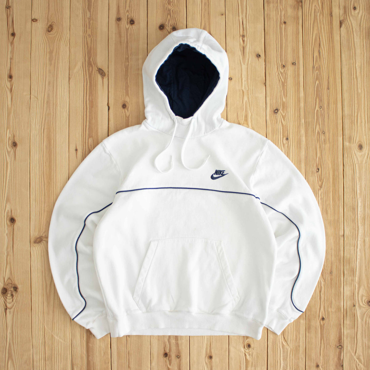 (S/M) Nike Vintage Essential Embroidered Hoodie White