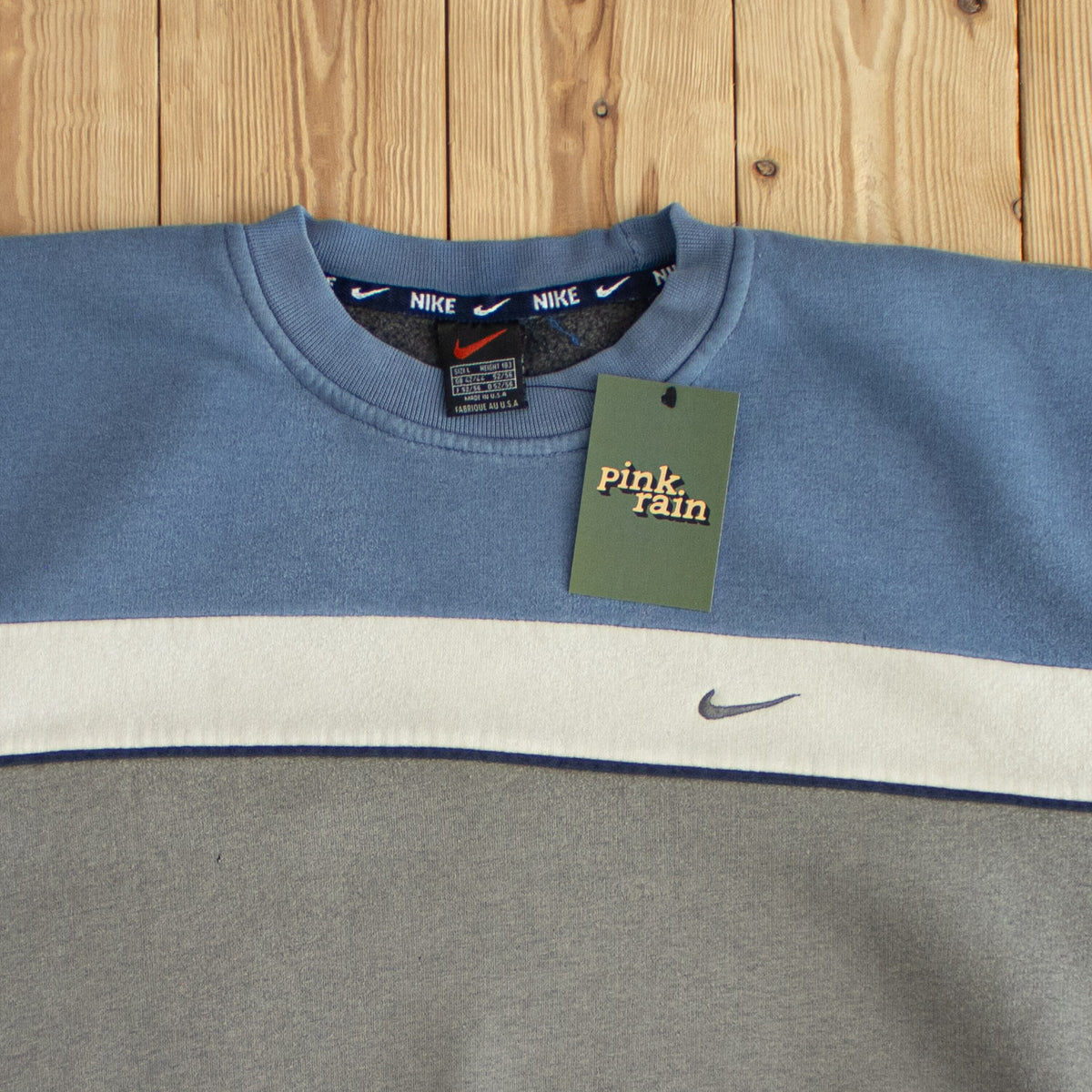 (L) Nike Vintage Essential Embroidered Sweatshirt Blue Gray