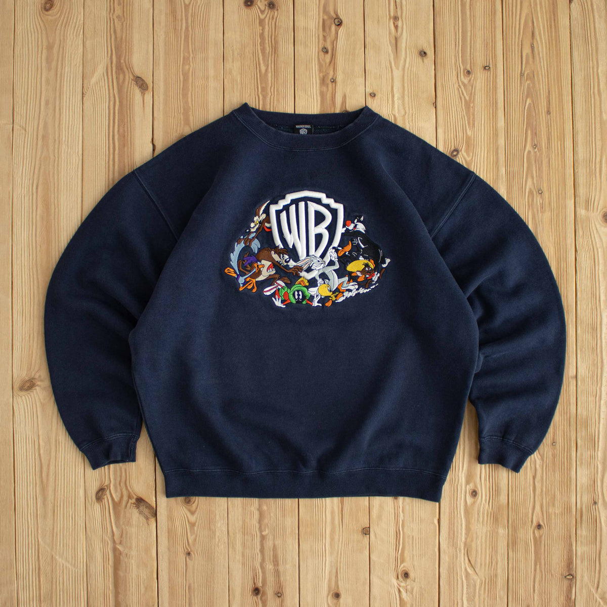 (S/M) Warner Bros Squad Vintage Embroidered Sweatshirt Blue