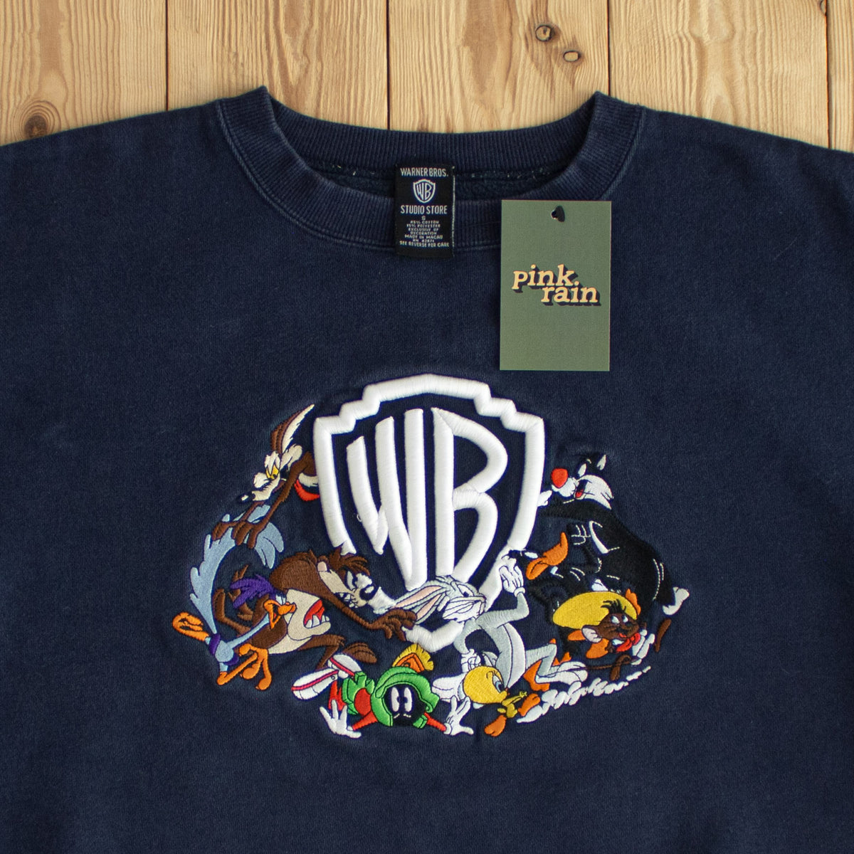 (S/M) Warner Bros Squad Vintage Embroidered Sweatshirt Blue