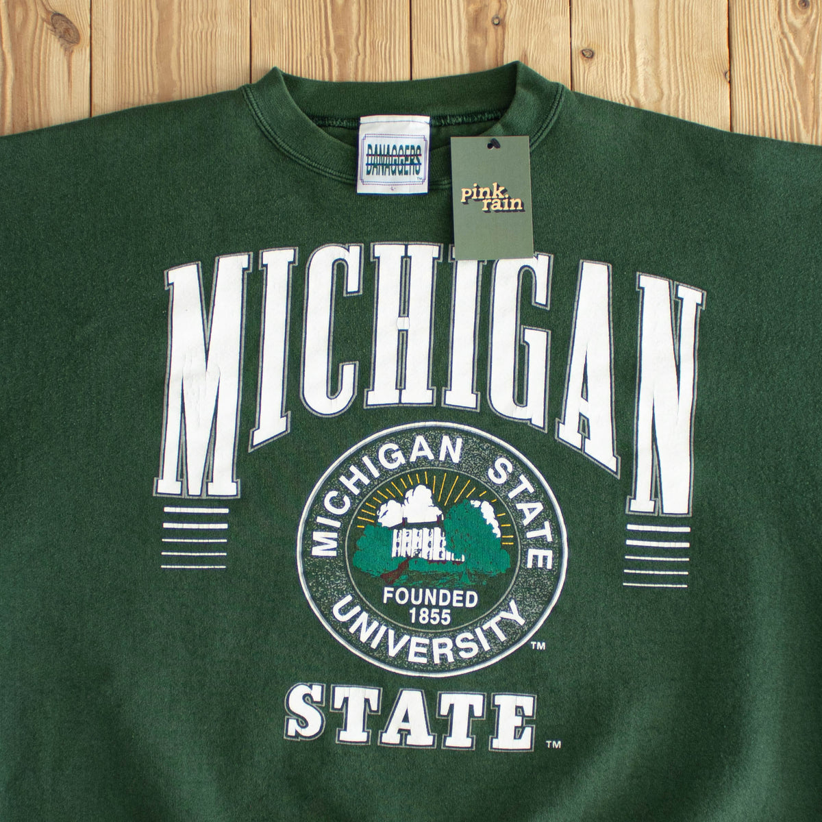 (L) Danaggers Michigan State University Heavyweight Vintage Sweatshirt Green