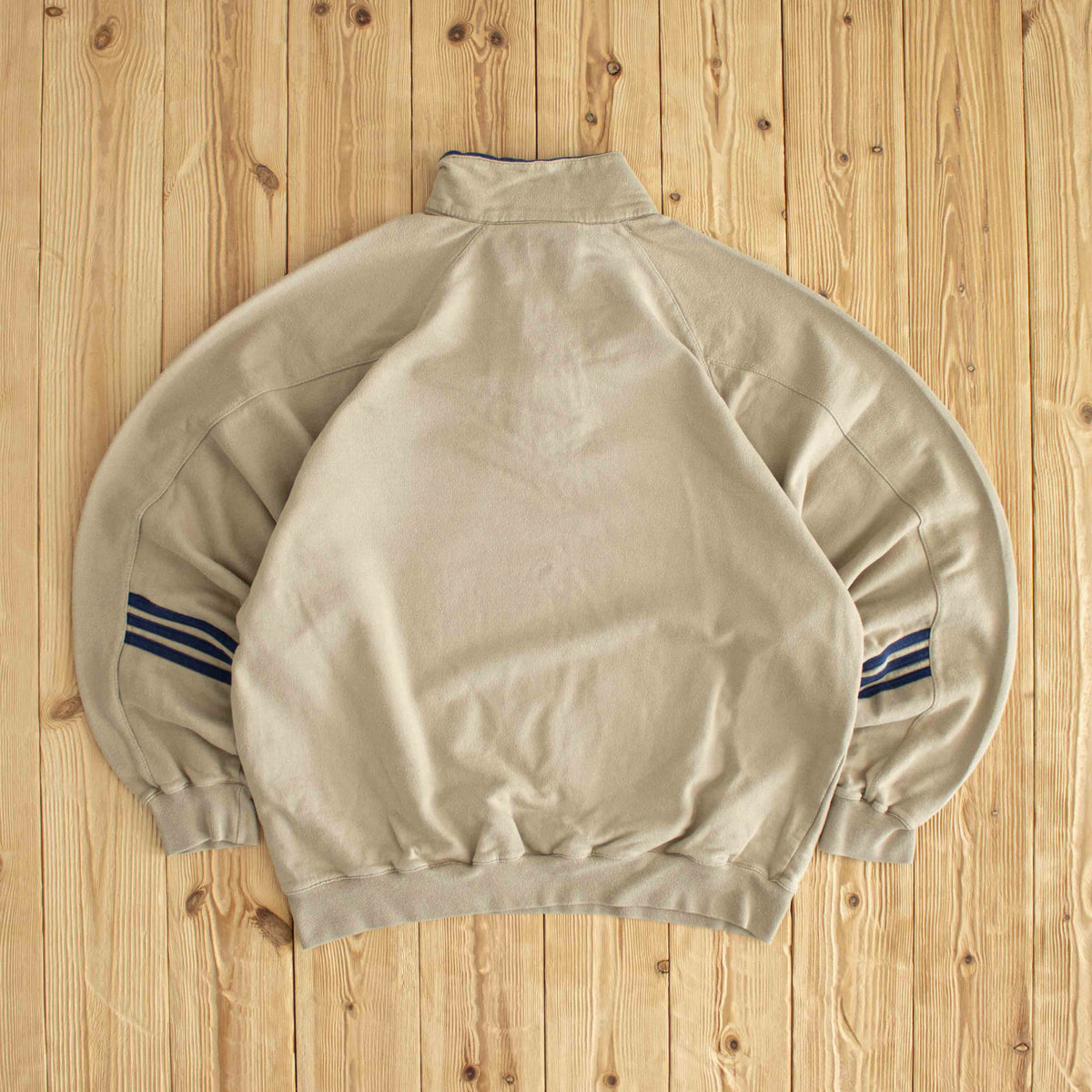 (M) Adidas Vintage Embroidered Quarter-Zip Beige