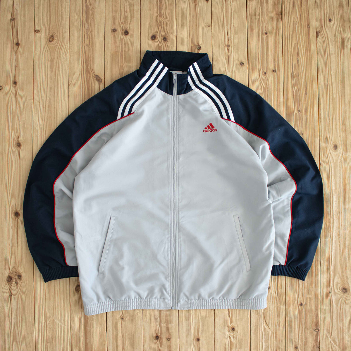 (XL) Adidas Vintage Essential Embroidered Jacket Gray