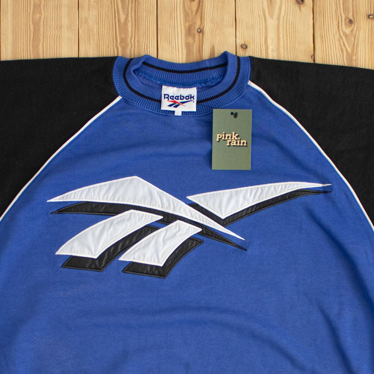 (M/L) Reebok Logo Vintage Embroidered Sweatshirt Blue