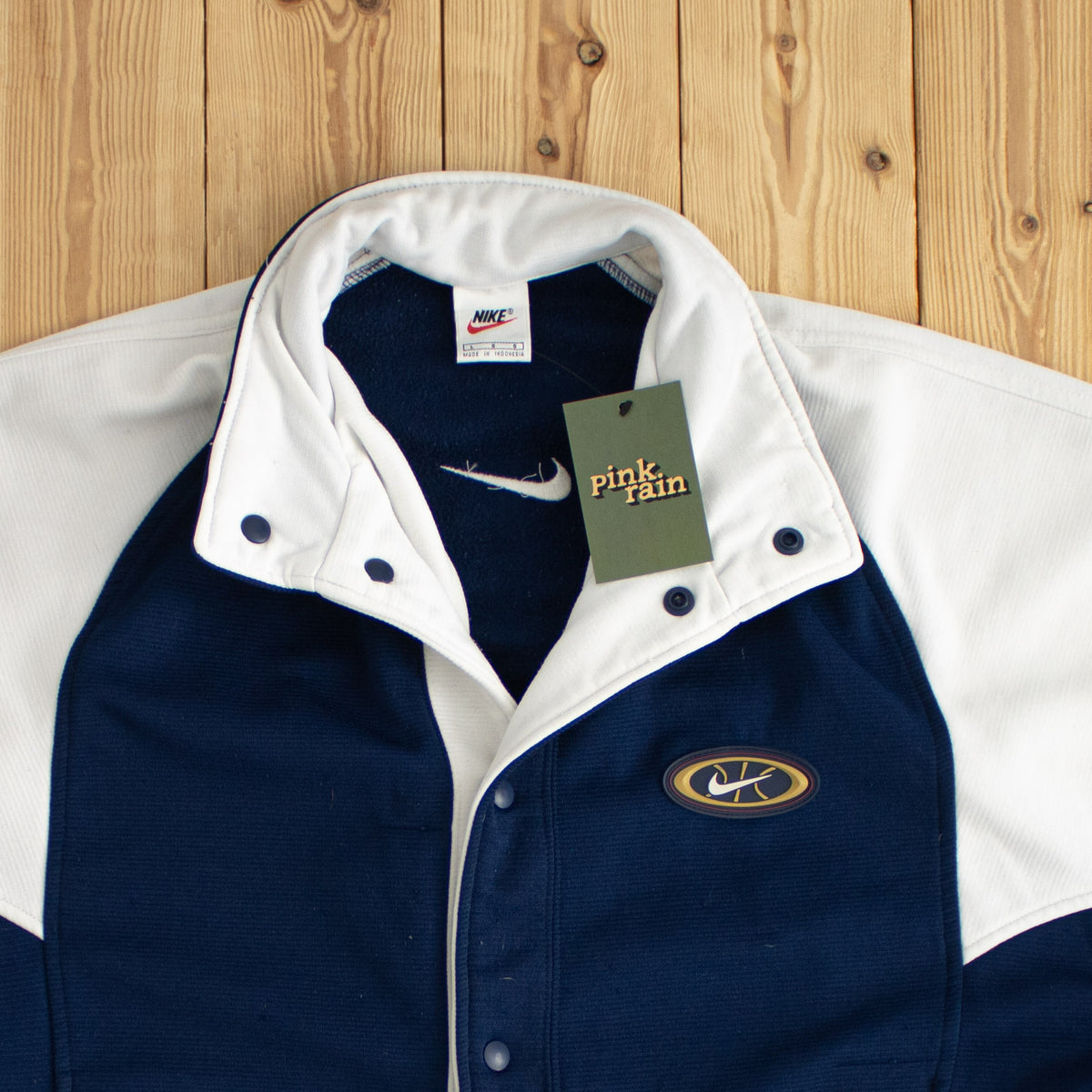(L) Nike Sports Swoosh Vintage Embroidered Jacket Blue
