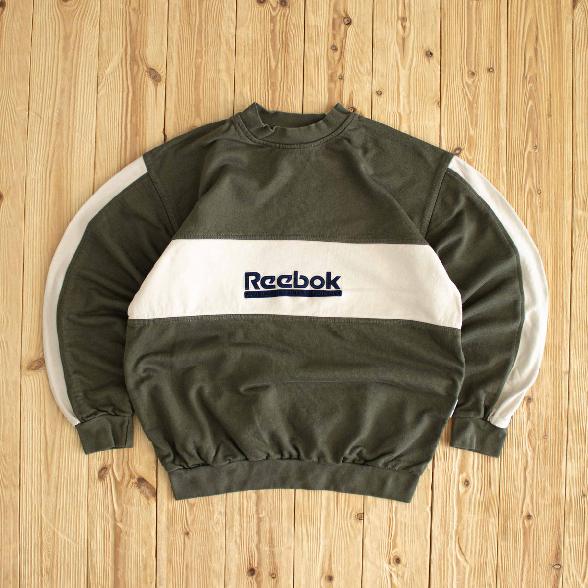 (S/M) Reebok Athletic Department Vintage Sweatshirt Khaki Green