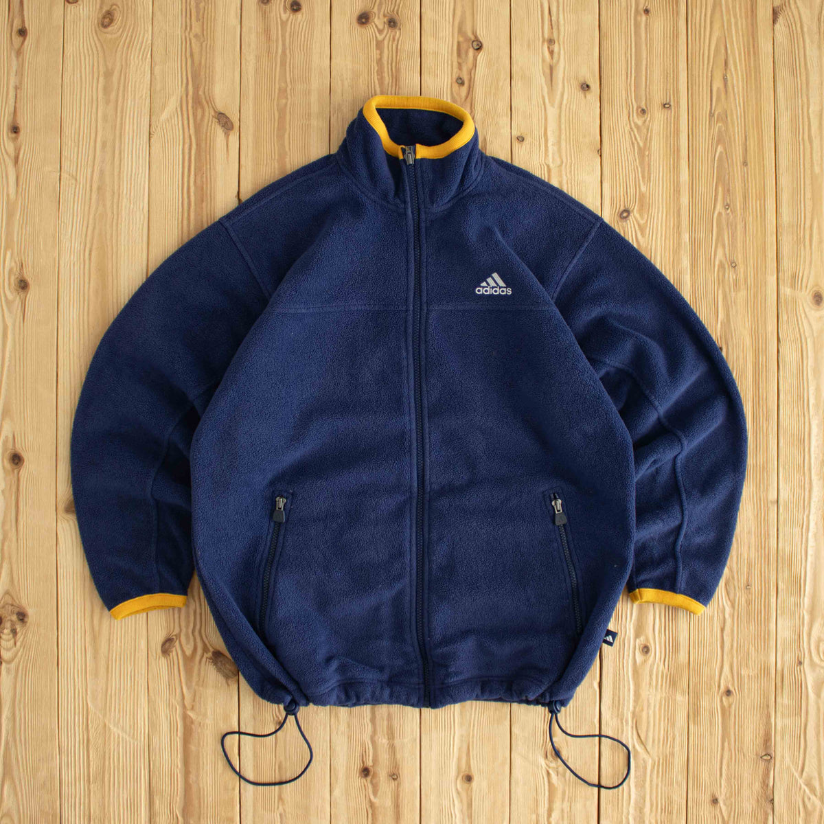 (M) Adidas Vintage Embroidered Fleece Full-Zip Sweatshirt Blue