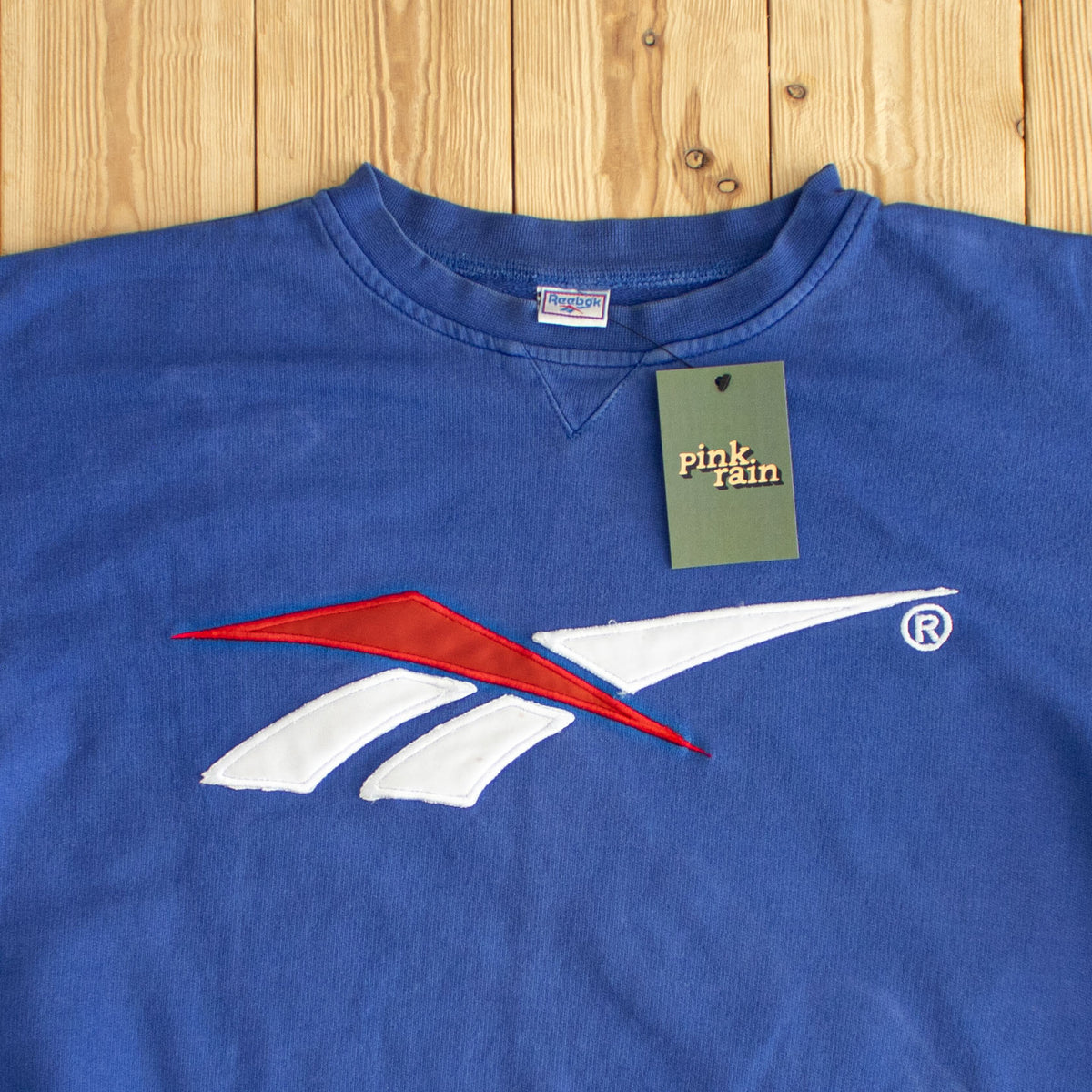 (M) Reebok Logo Vintage Embroidered Sweatshirt Blue