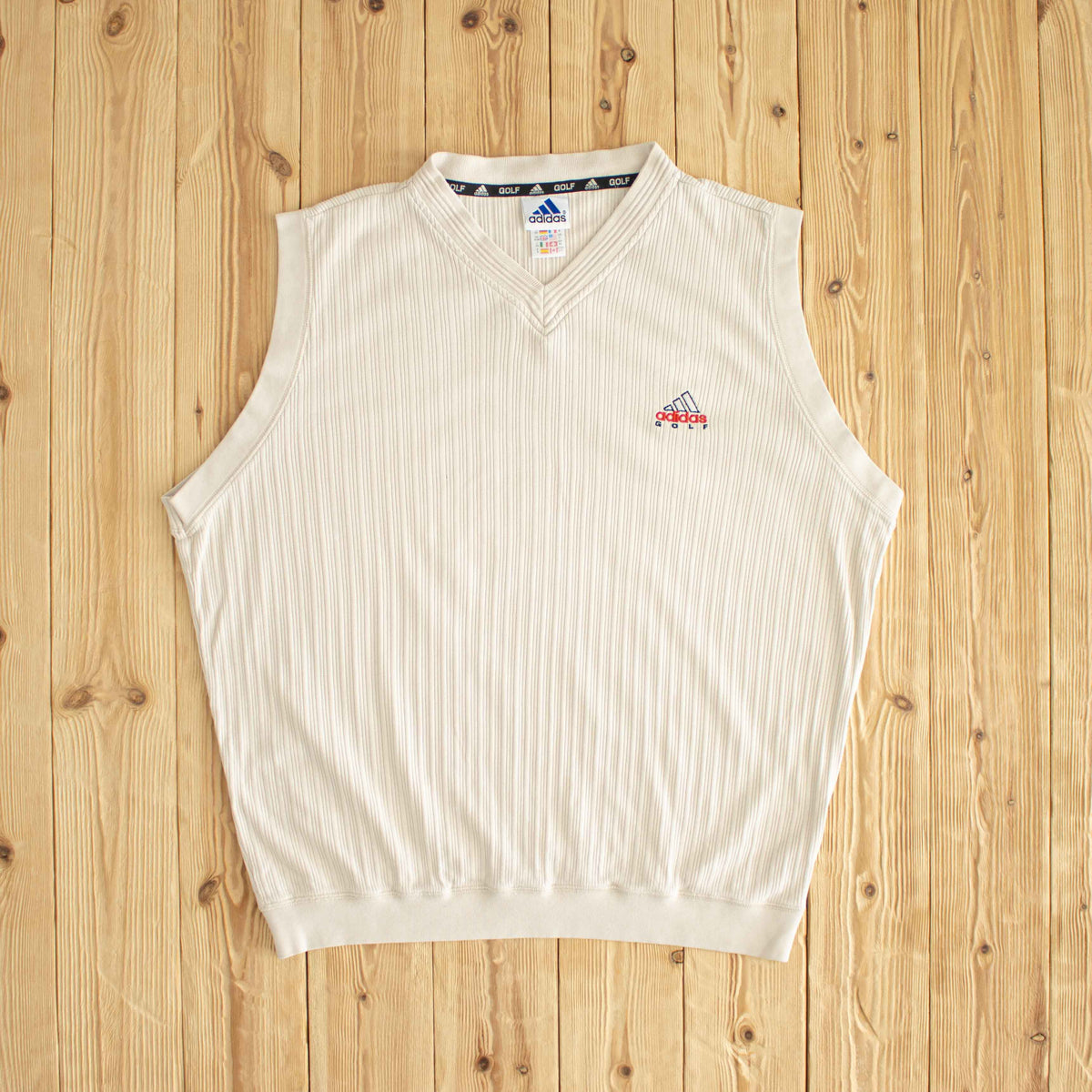 (L) Adidas Golf Vintage Embroidered Vest Beige