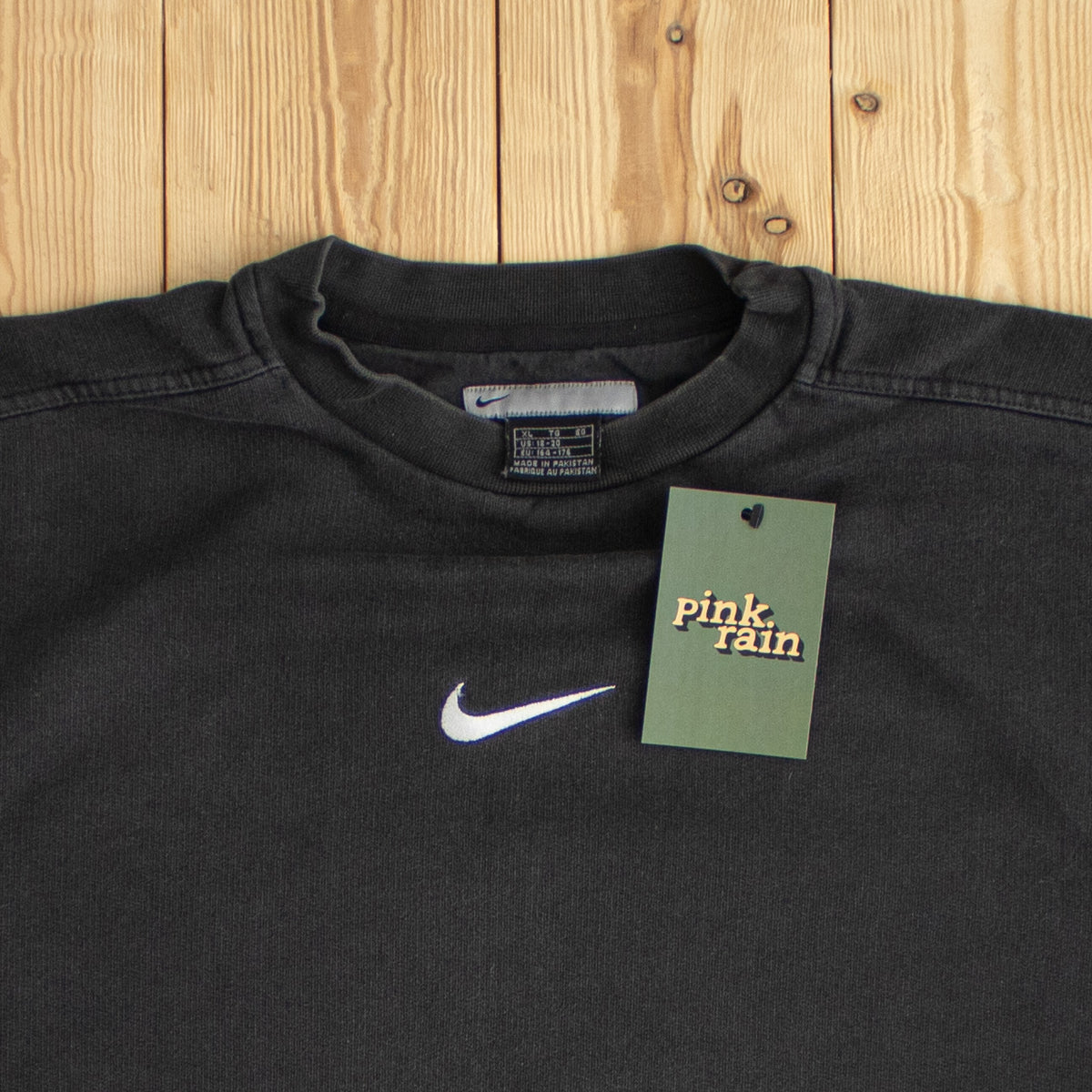 (S/M) Nike Center Swoosh Vintage Embroidered Sweatshirt Black