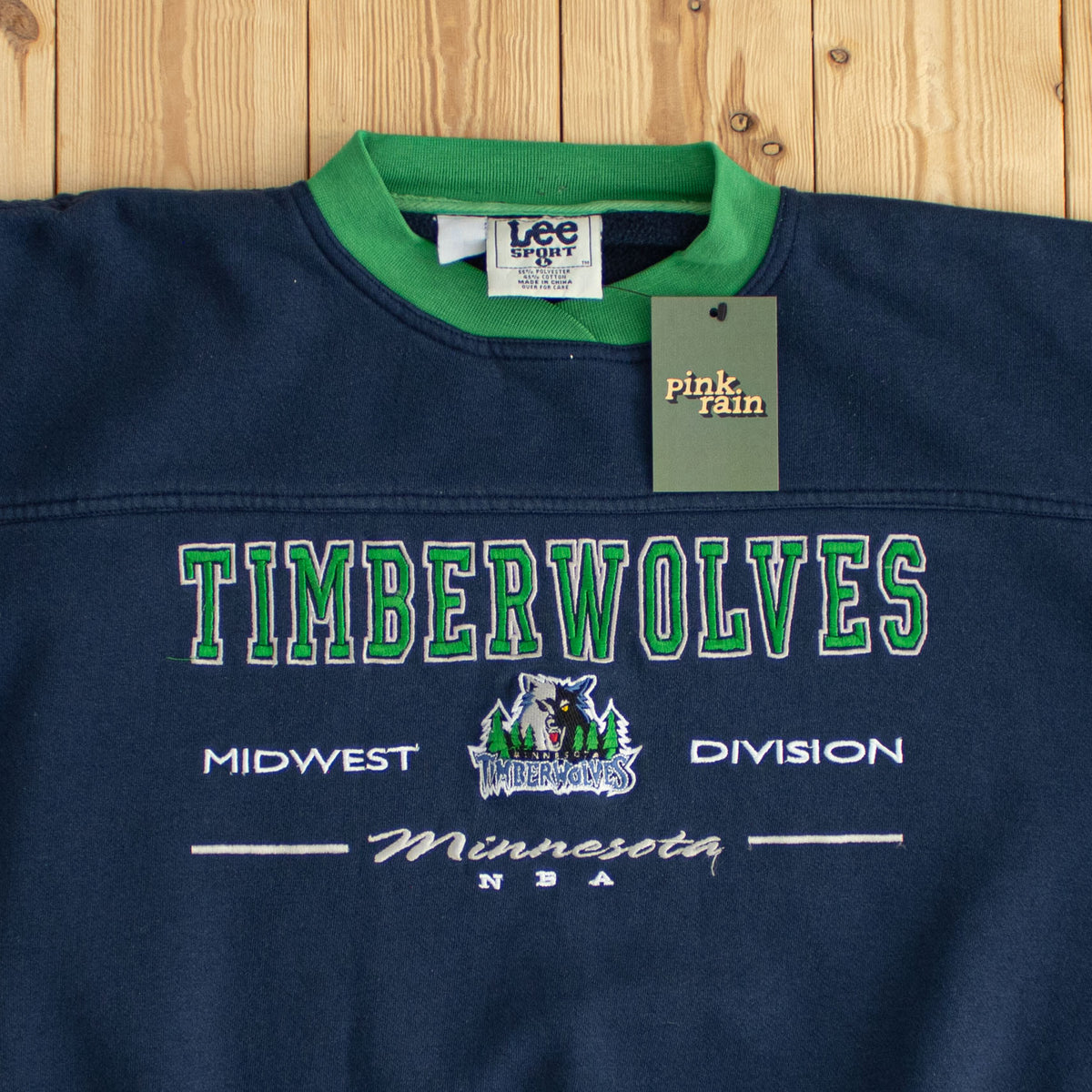 (L) Lee NBA Minnesota Timberwolves Vintage Embroidered Sweatshirt Blue