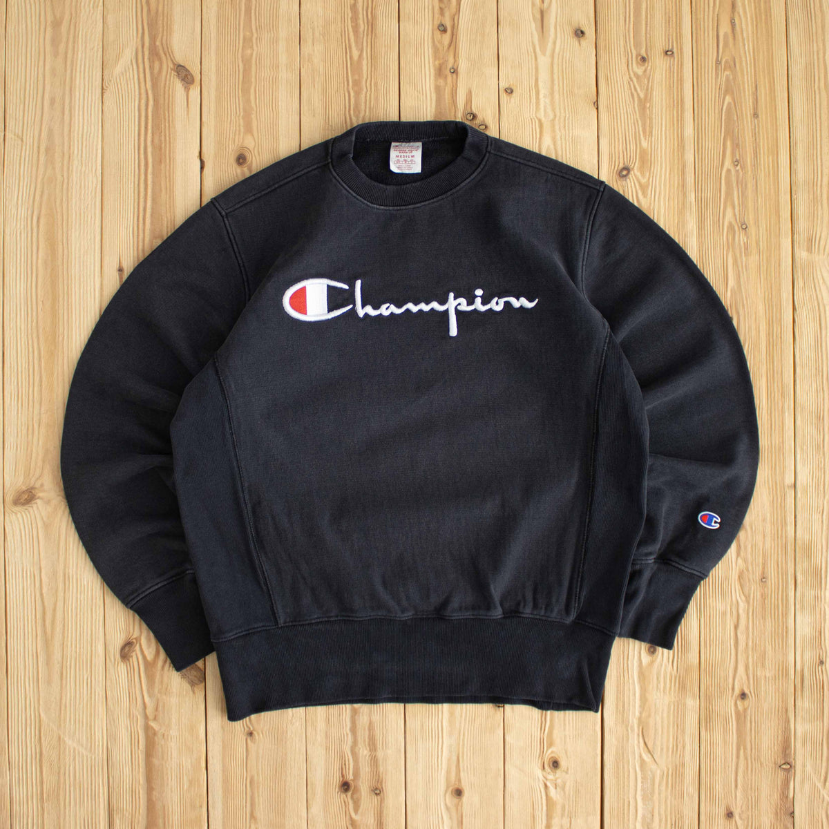 (S) Champion Vintage Embroidered Heavyweight Sweatshirt Black
